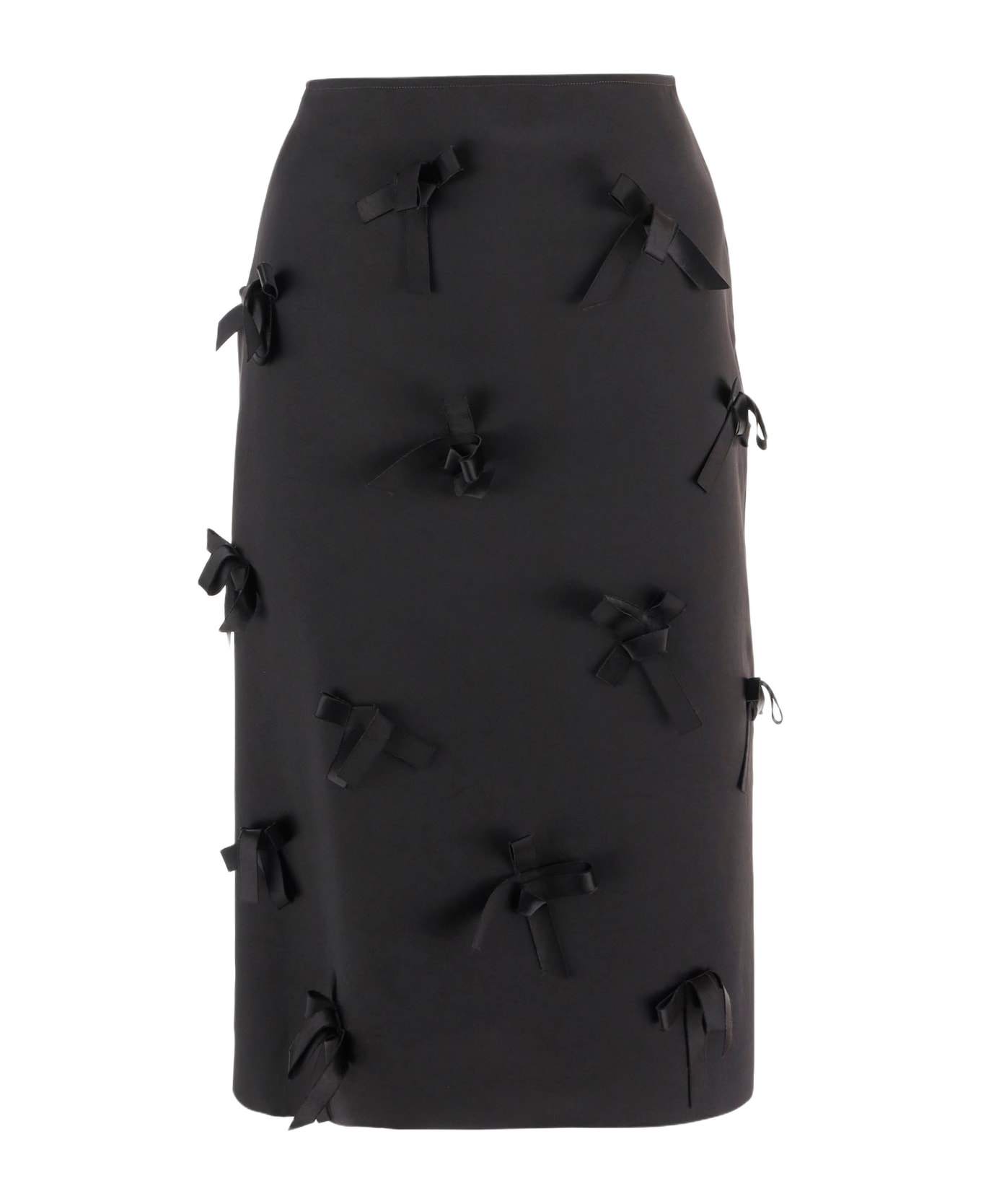 Jil Sander Satin Skirt With Embroidered Bows - Black