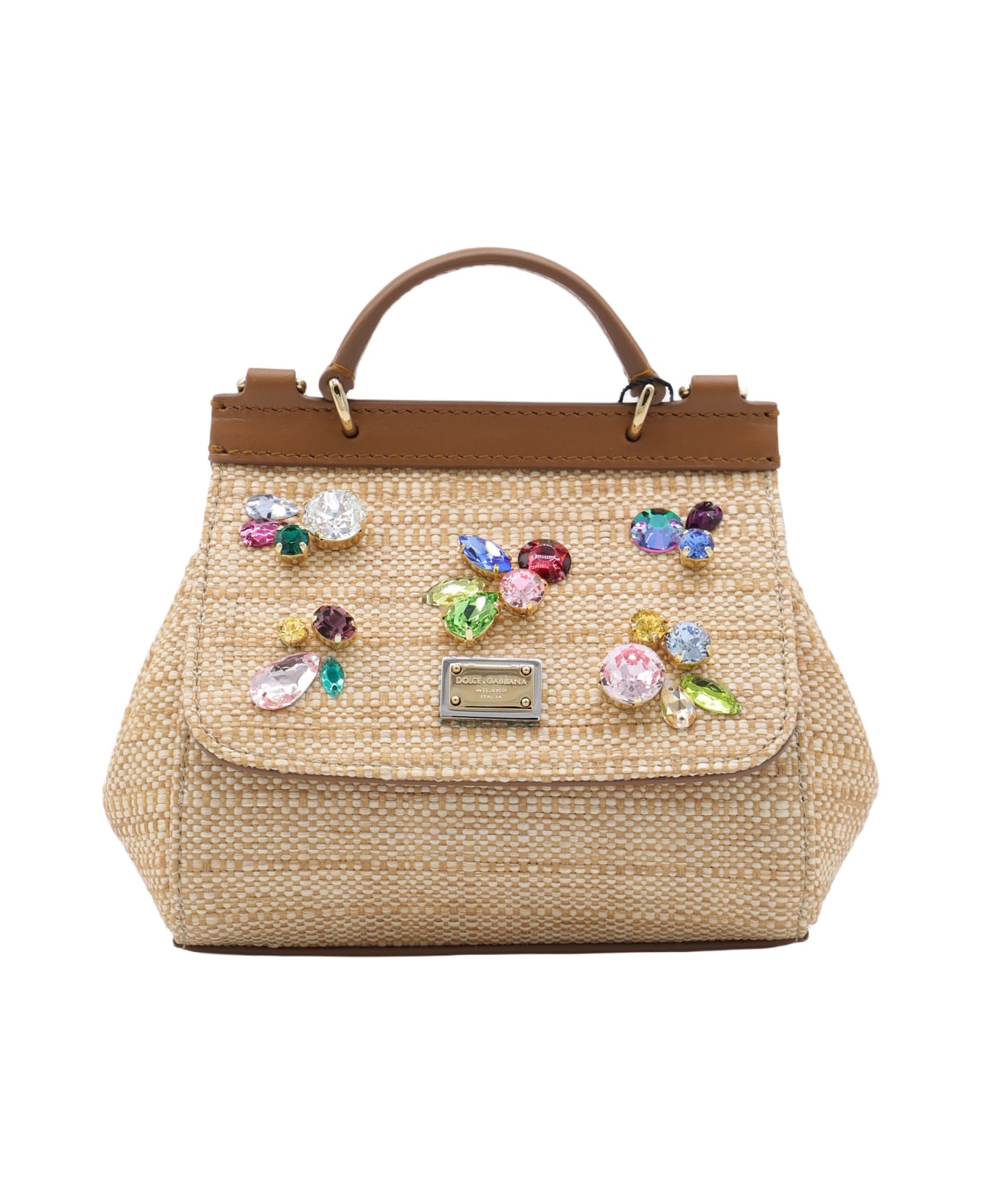 Dolce 
Gabbana Natural Rafia Sicily Top Handle Bag - CAPPUCCINO