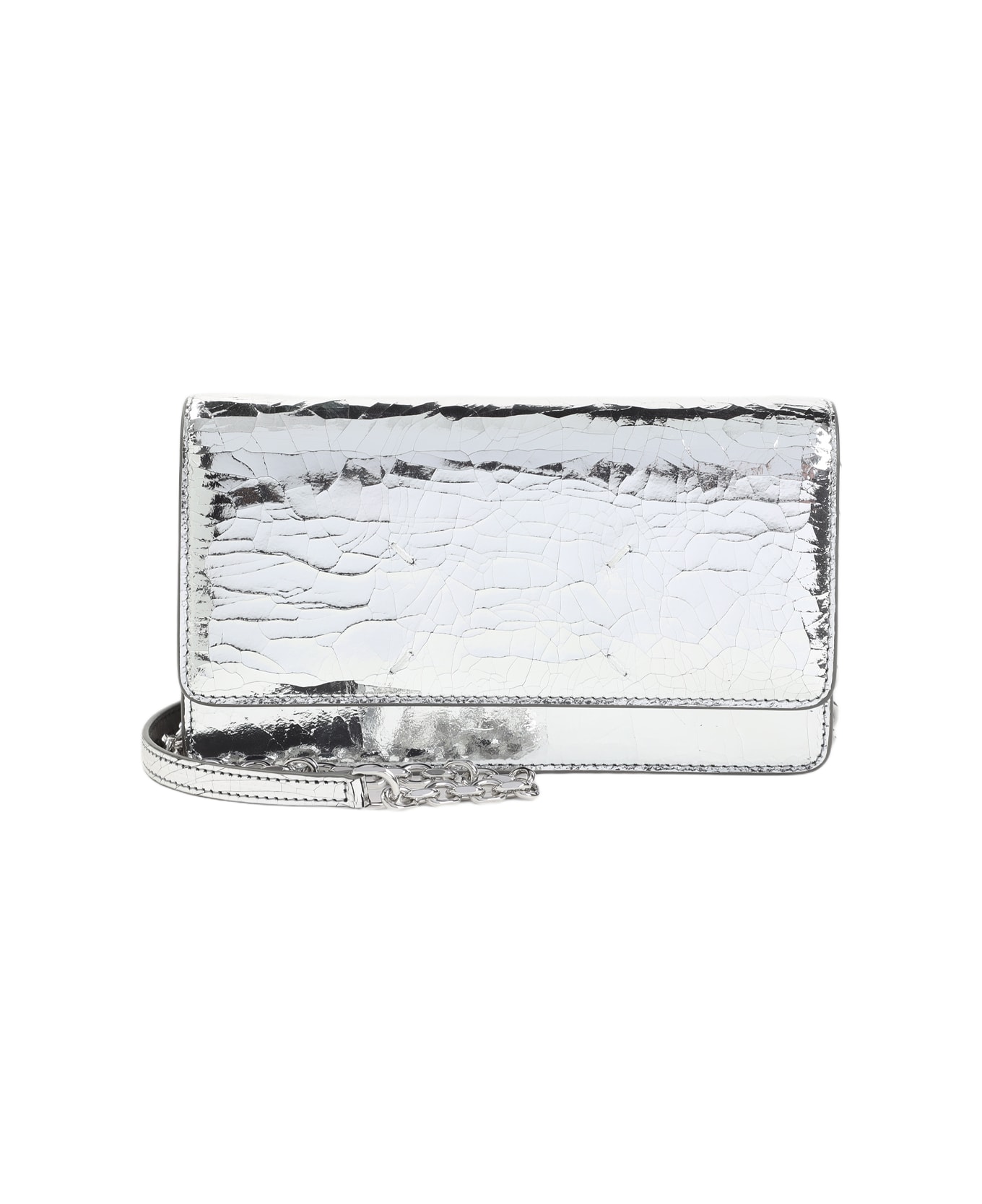 Maison Margiela Leather Fold Over Bag - Silver Black