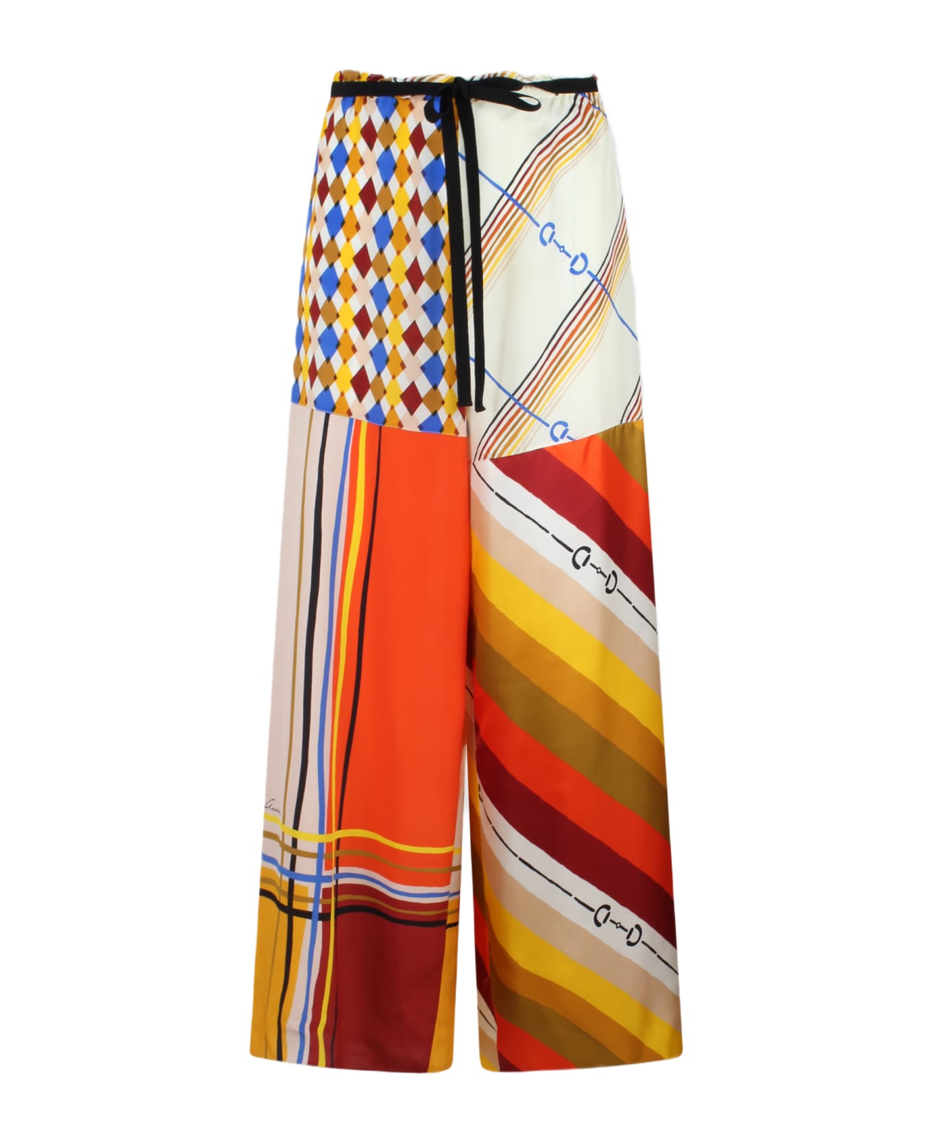 Gucci Heritage Patchwork Print Silk Trousers - Multicolour