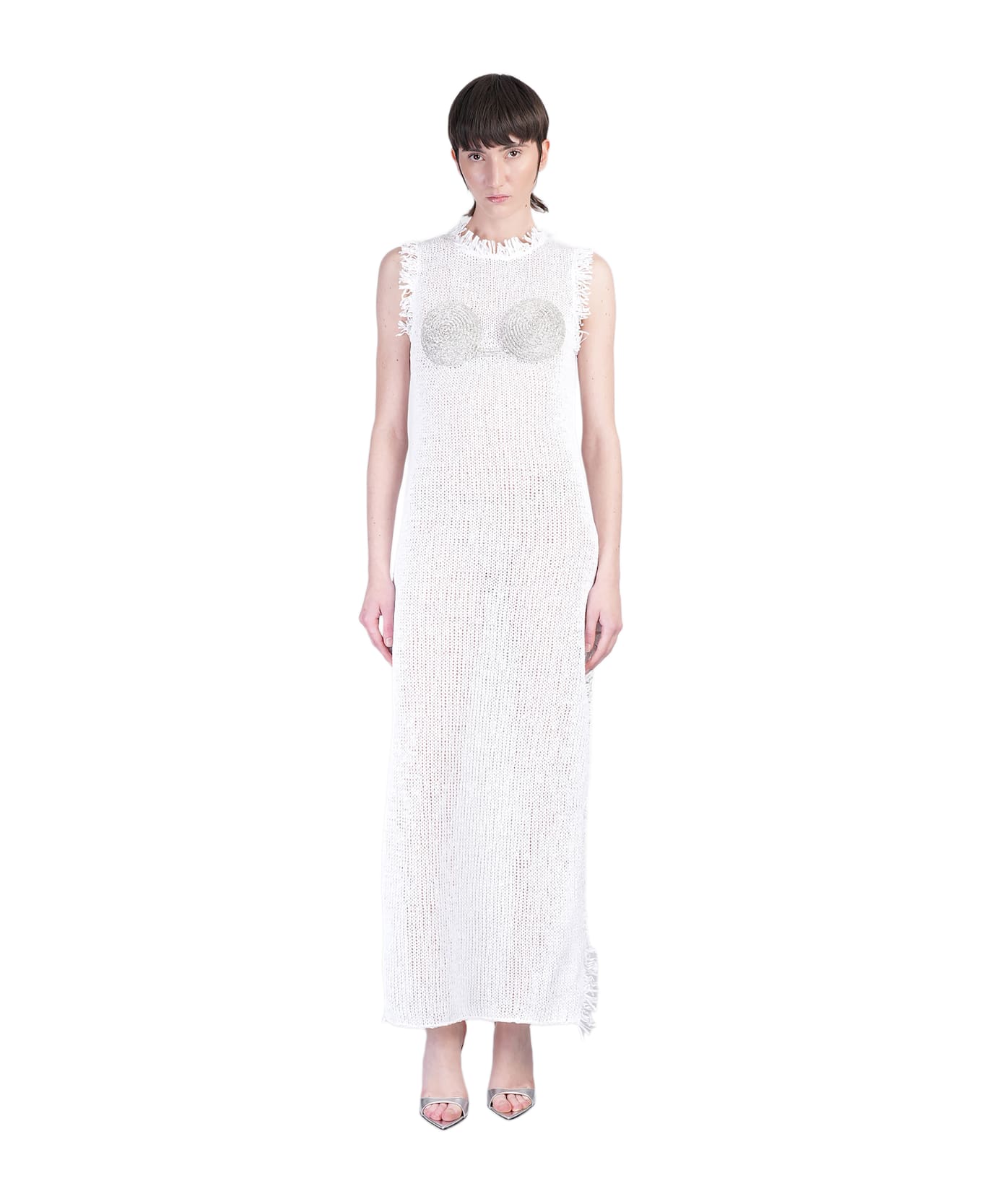 Nué Long Dress In White Polyester - white