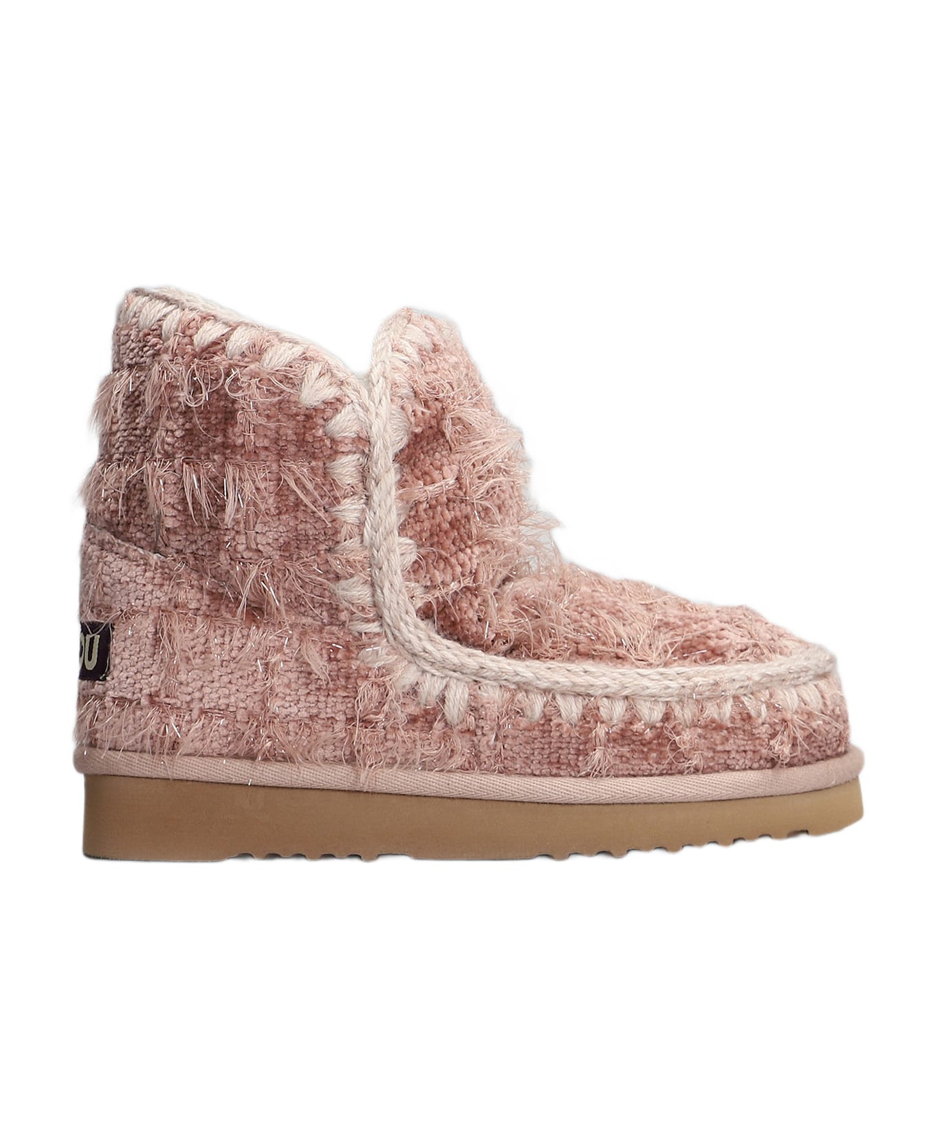 Mou Eskimo 18 Low Heels Ankle Boots In Rose-pink Leather