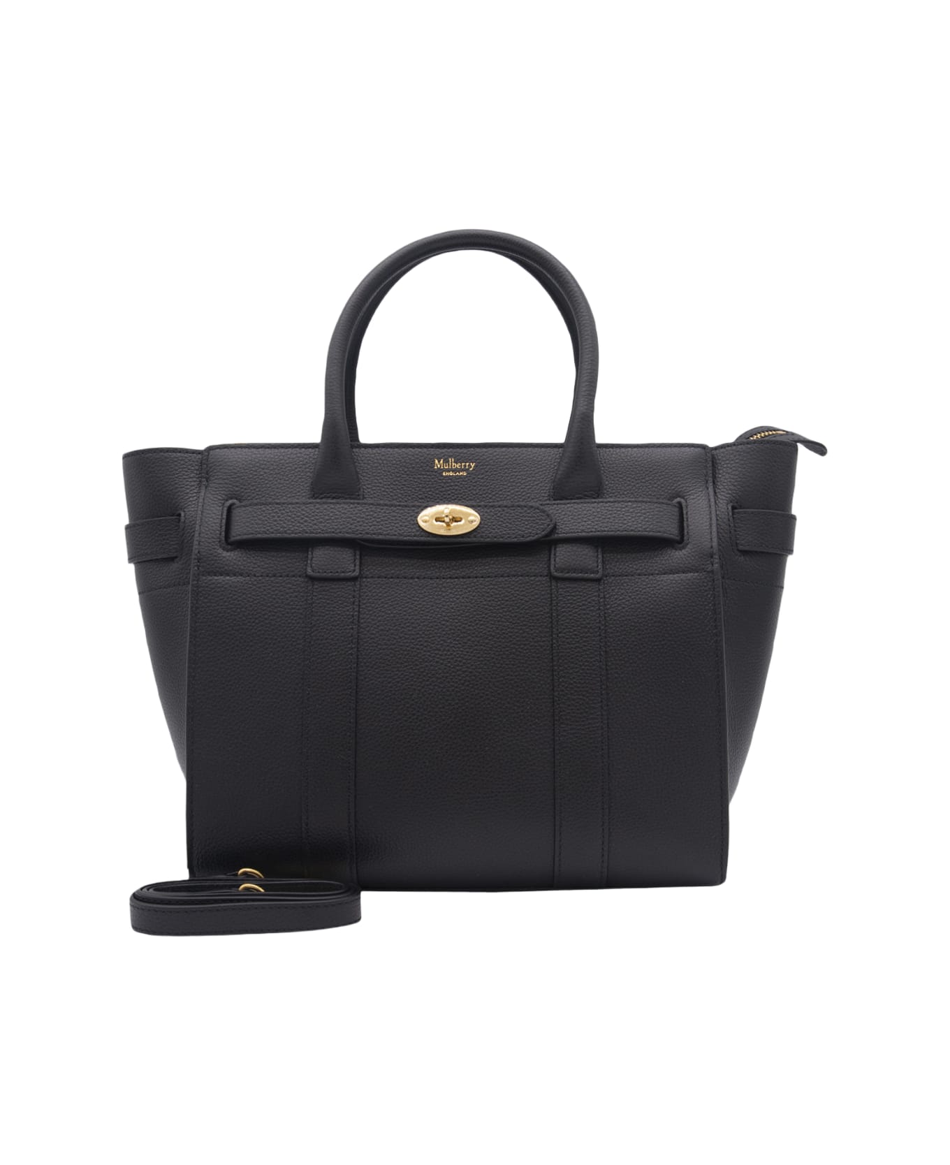 Mulberry Black Leather Tote Bag - Black