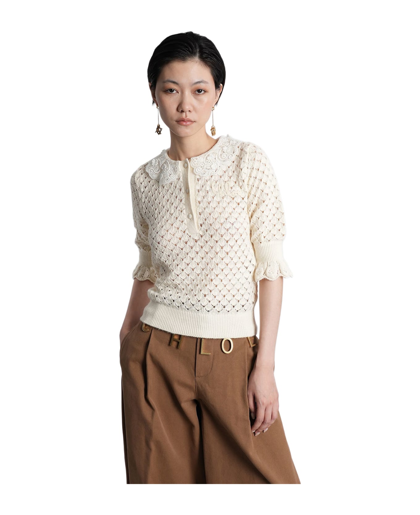 Chloé Knitwear In Beige Cotton - beige