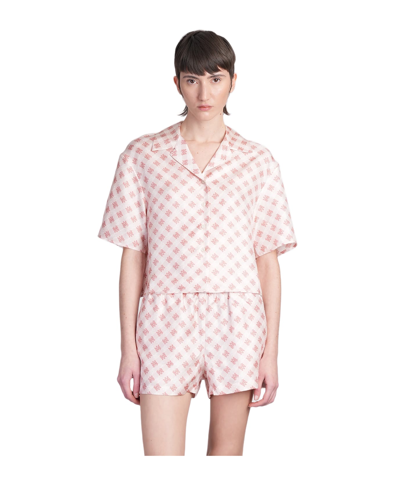 AMIRI Shirt In Rose-pink Silk - rose-pink