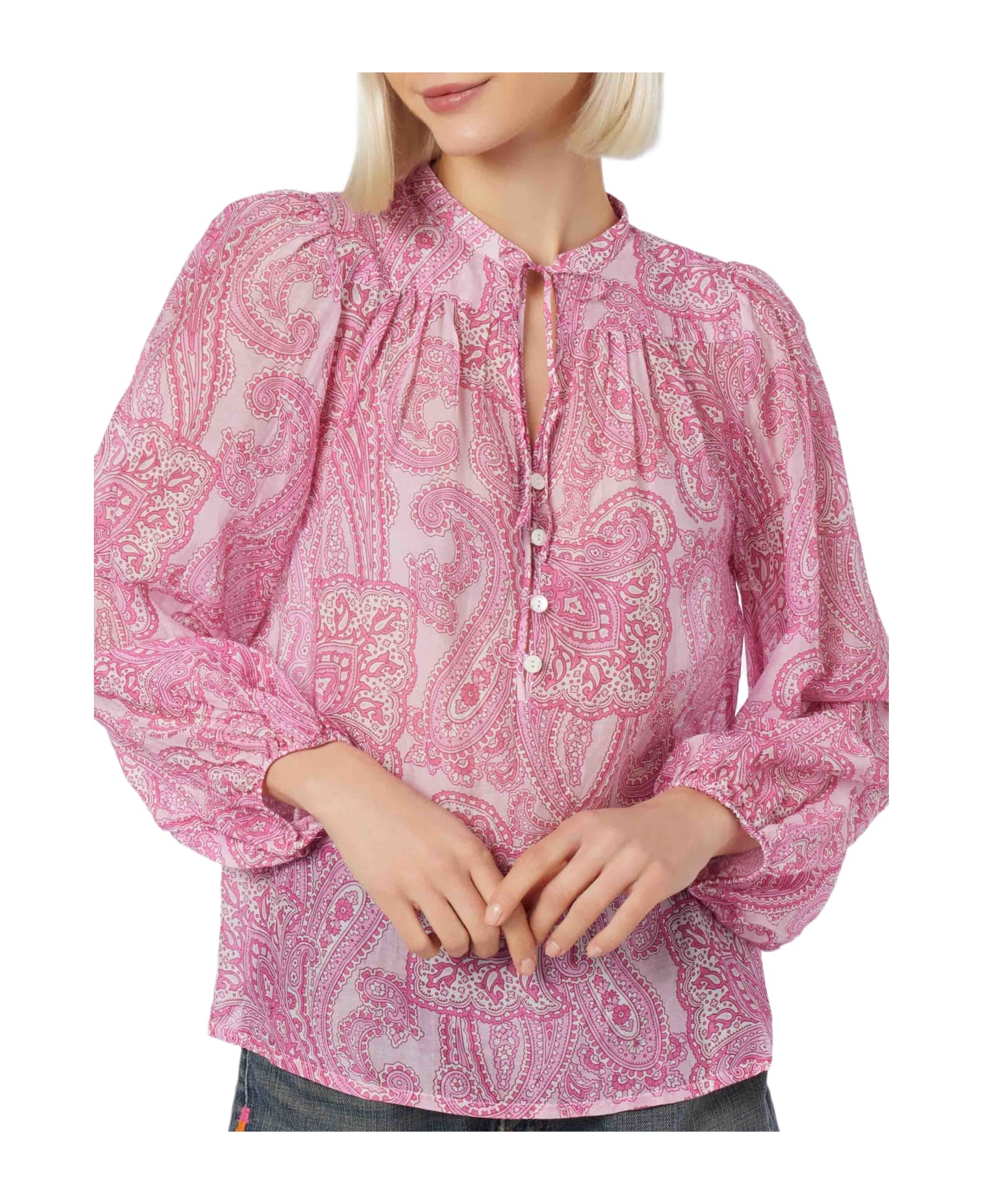 MC2 Saint Barth Woman Silk Voile Paisley Blouse Harper - PINK