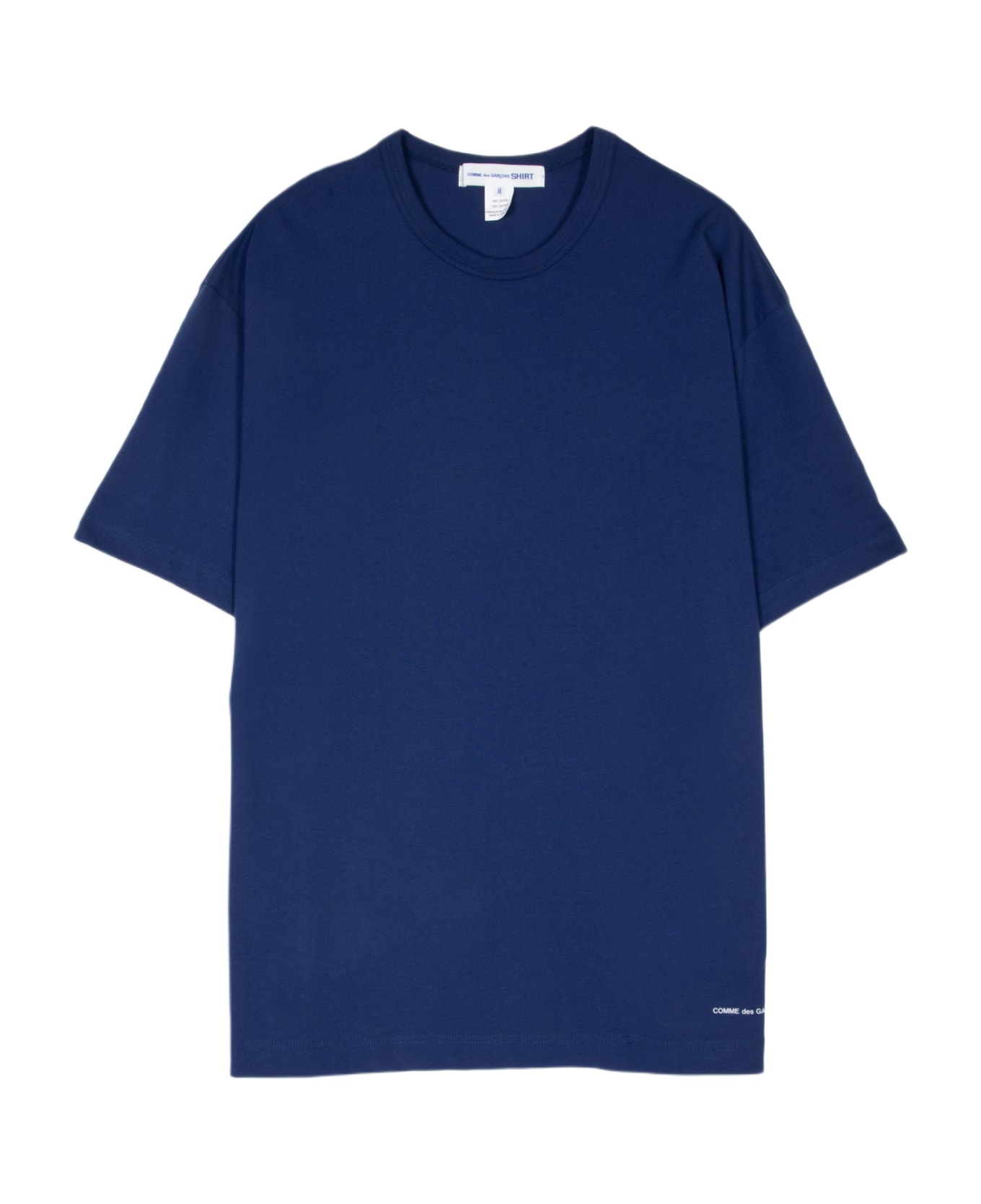 Comme des Garçons Shirt Mens T-shirt Knit Navy blue cotton oversize t-shirt with logo - Blu