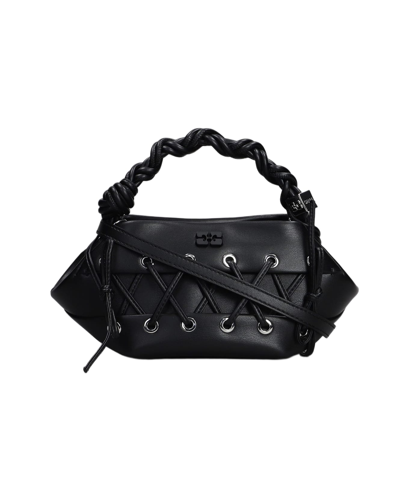 Ganni Bou Bag Mini Shoulder Bag In Black Leather - black