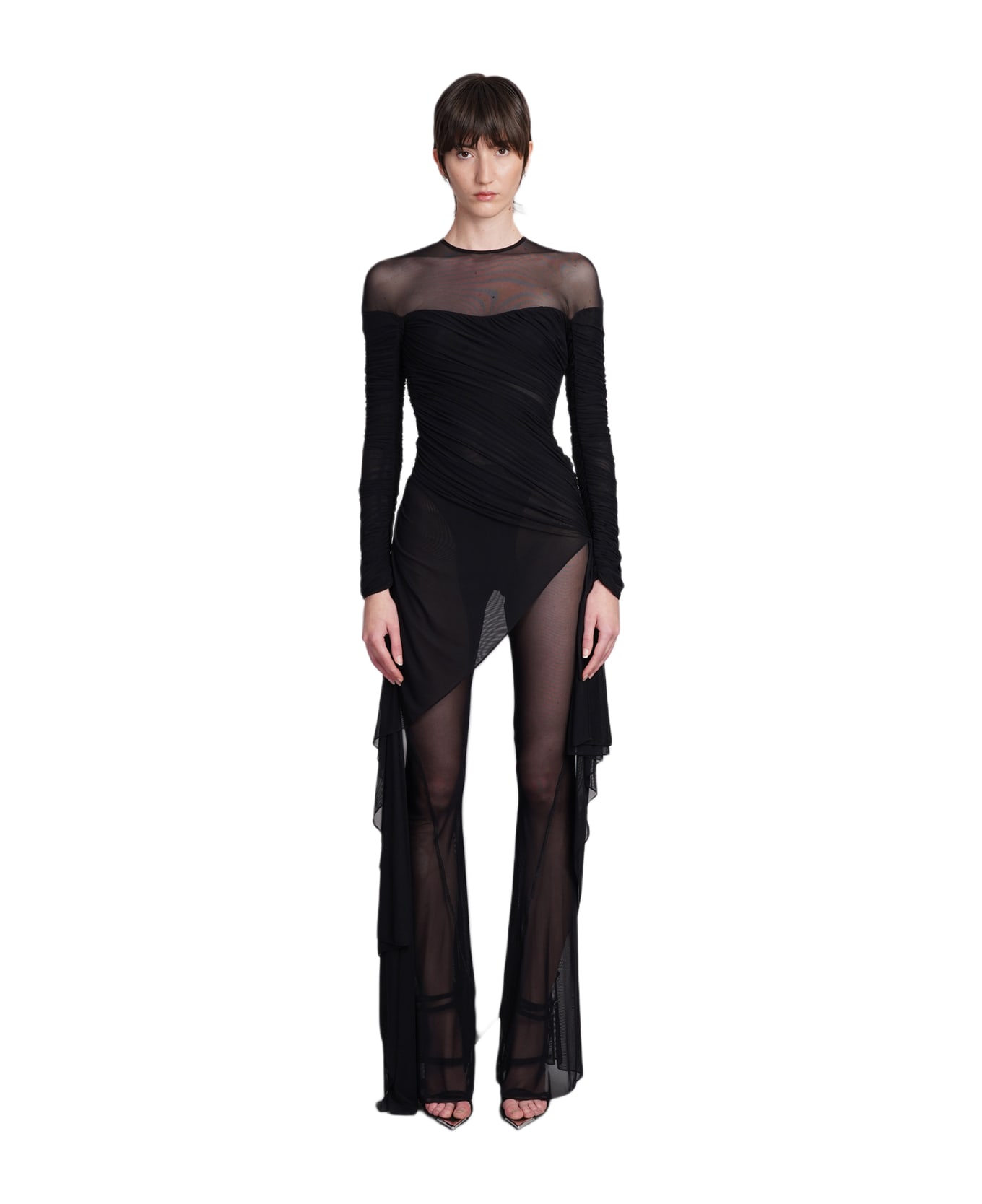 Mugler Jumpsuit In Black Polyamide - black