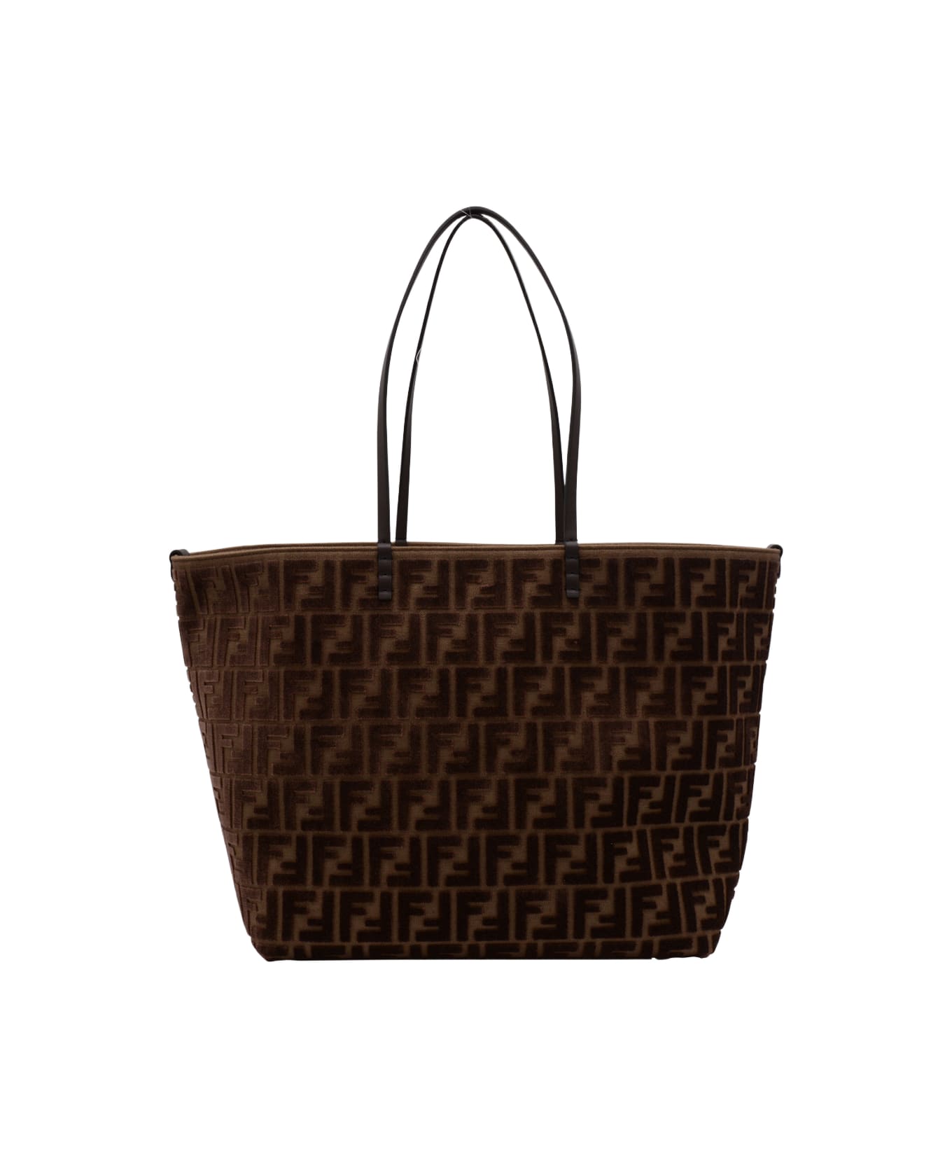 Fendi Brown Roll Large Zucca Velvet Tote - CHOCOLATE+OS