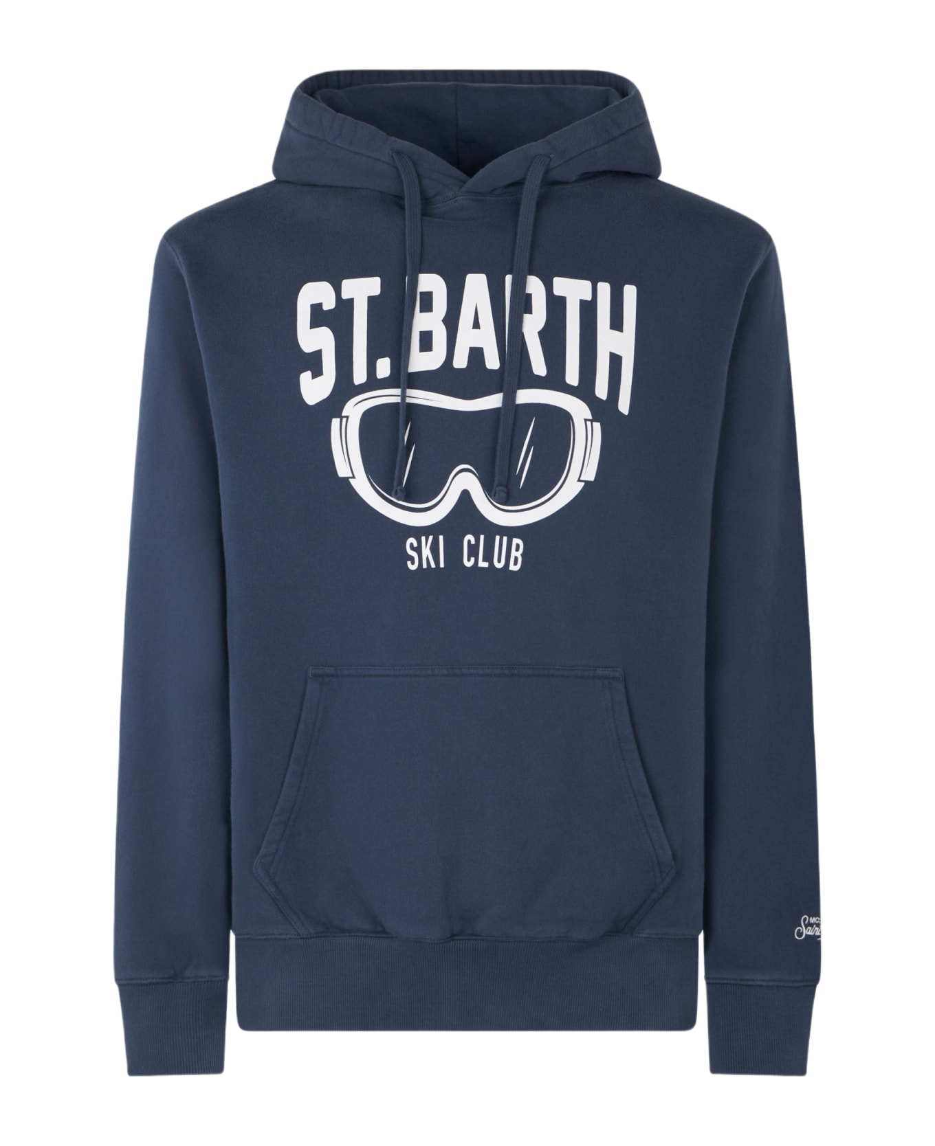 MC2 Saint Barth Man Blue Hoodie With St. Barth Ski Club Print - BLUE