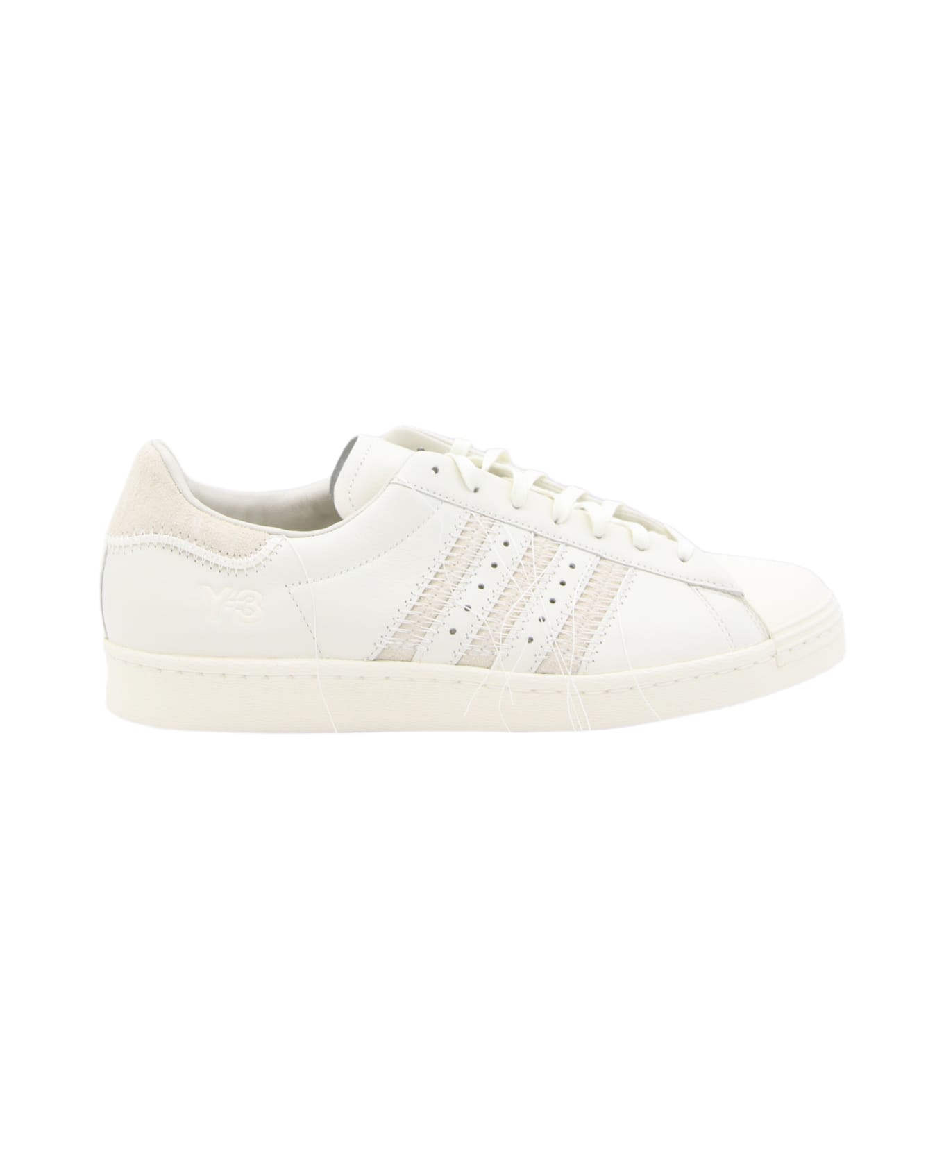 Y-3 White Leather And Beige Suede Superstar Sneakers - Beige