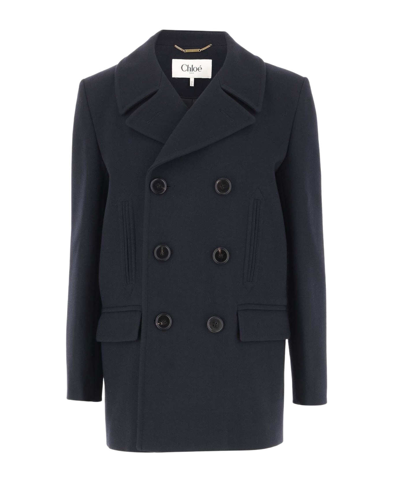 Chloé Double-breasted Coat - Anthracite Blue