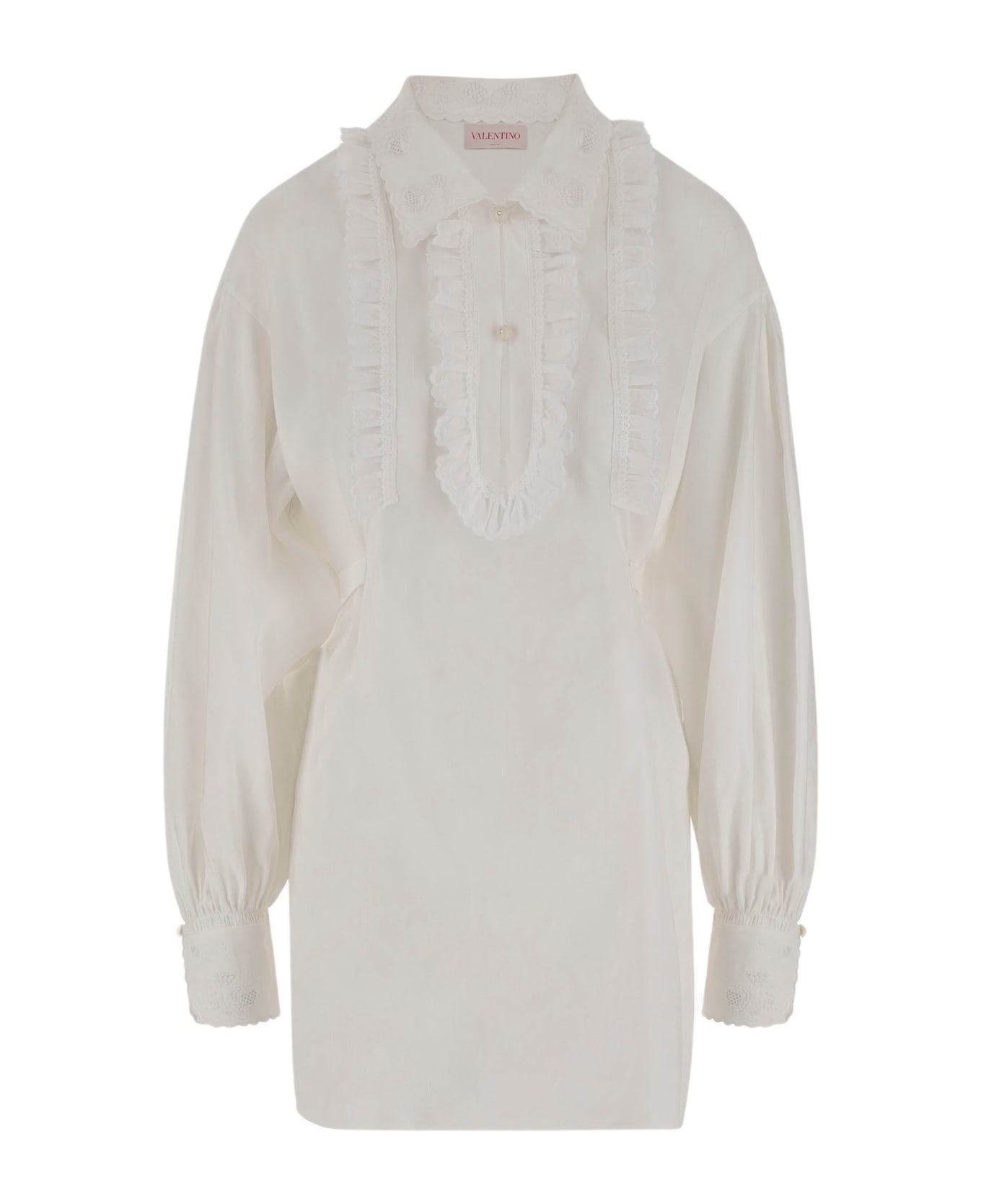 Valentino White Cotto Blend Shirt Dress - BIANCO