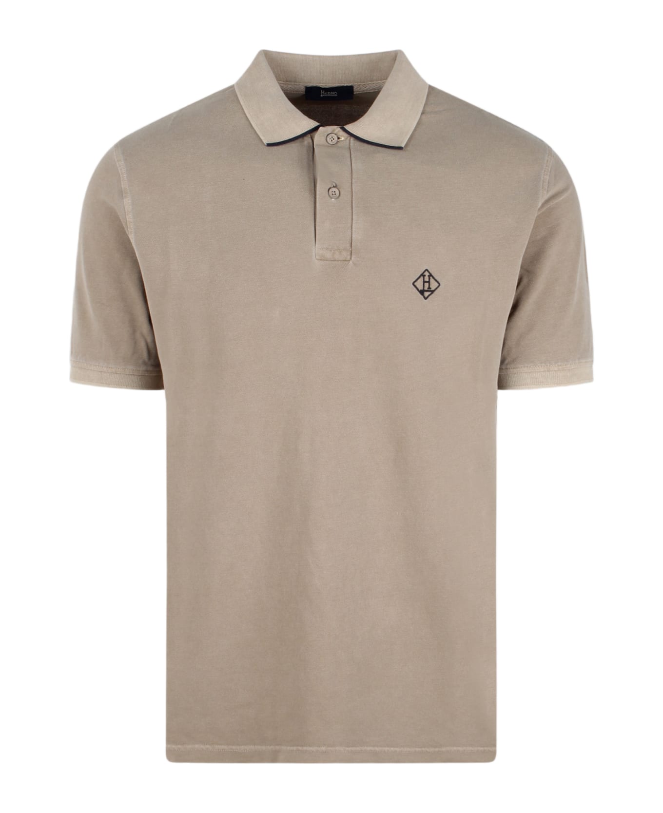 Herno Logo Embroidered Polo Shirt - Light Brown ポロシャツ
