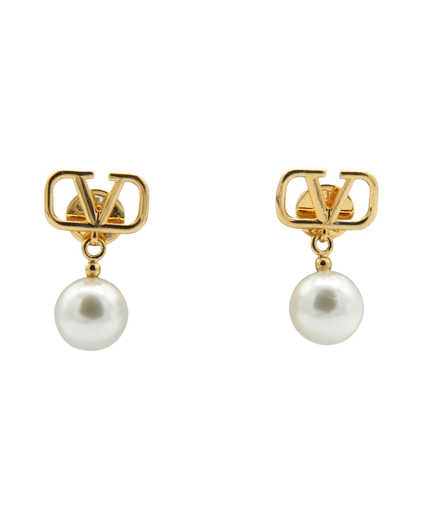 Valentino Garavani Gold Metal Earrings - ORO/PEARL