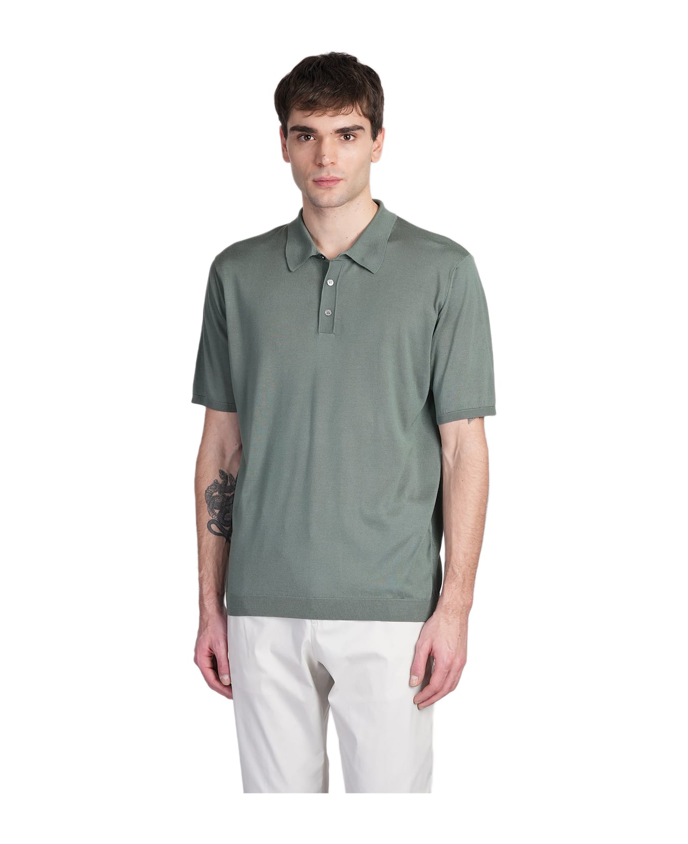 Roberto Collina Polo In Green Silk - green