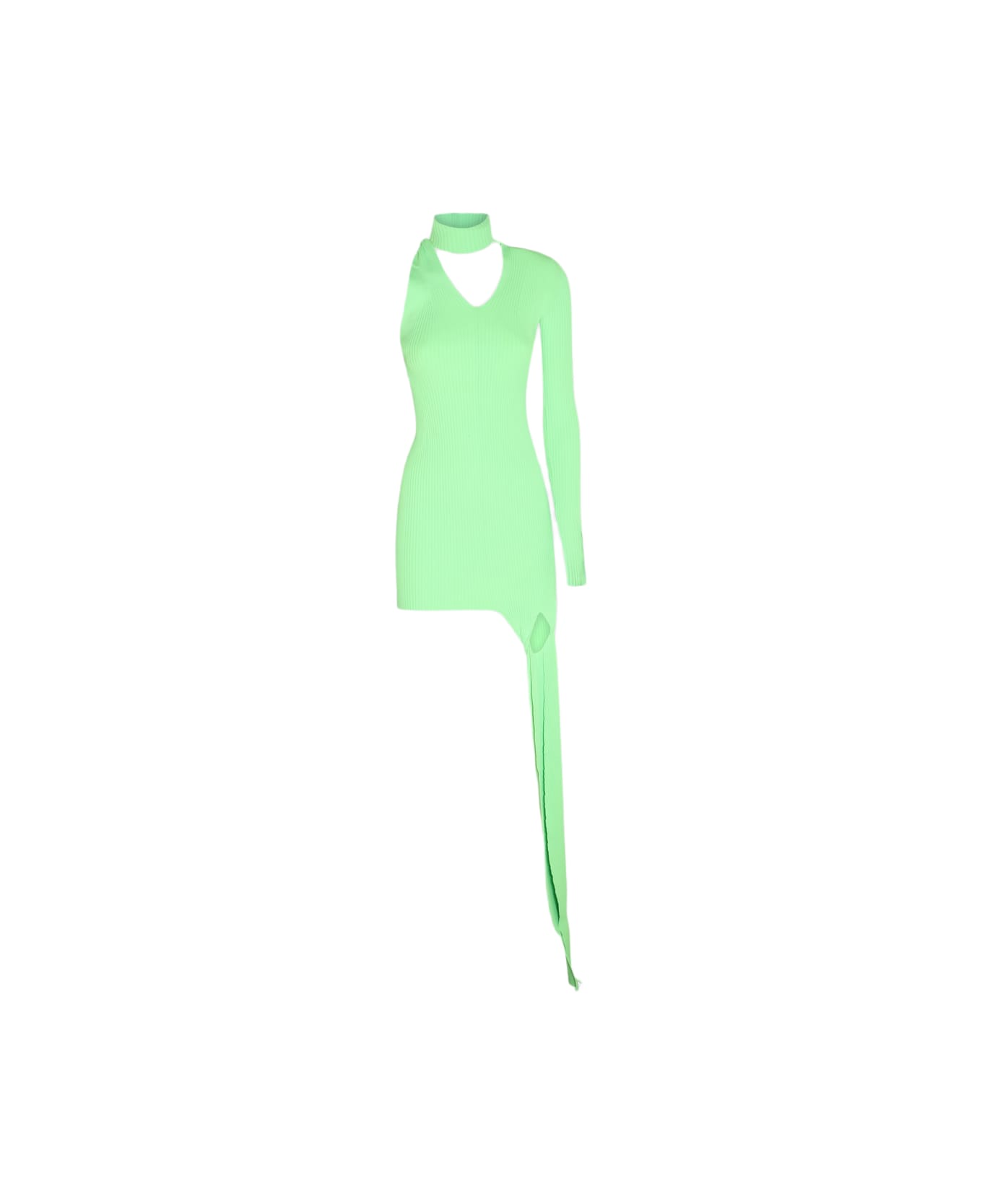 David Koma Green Neon Asymmetric Mini Dress