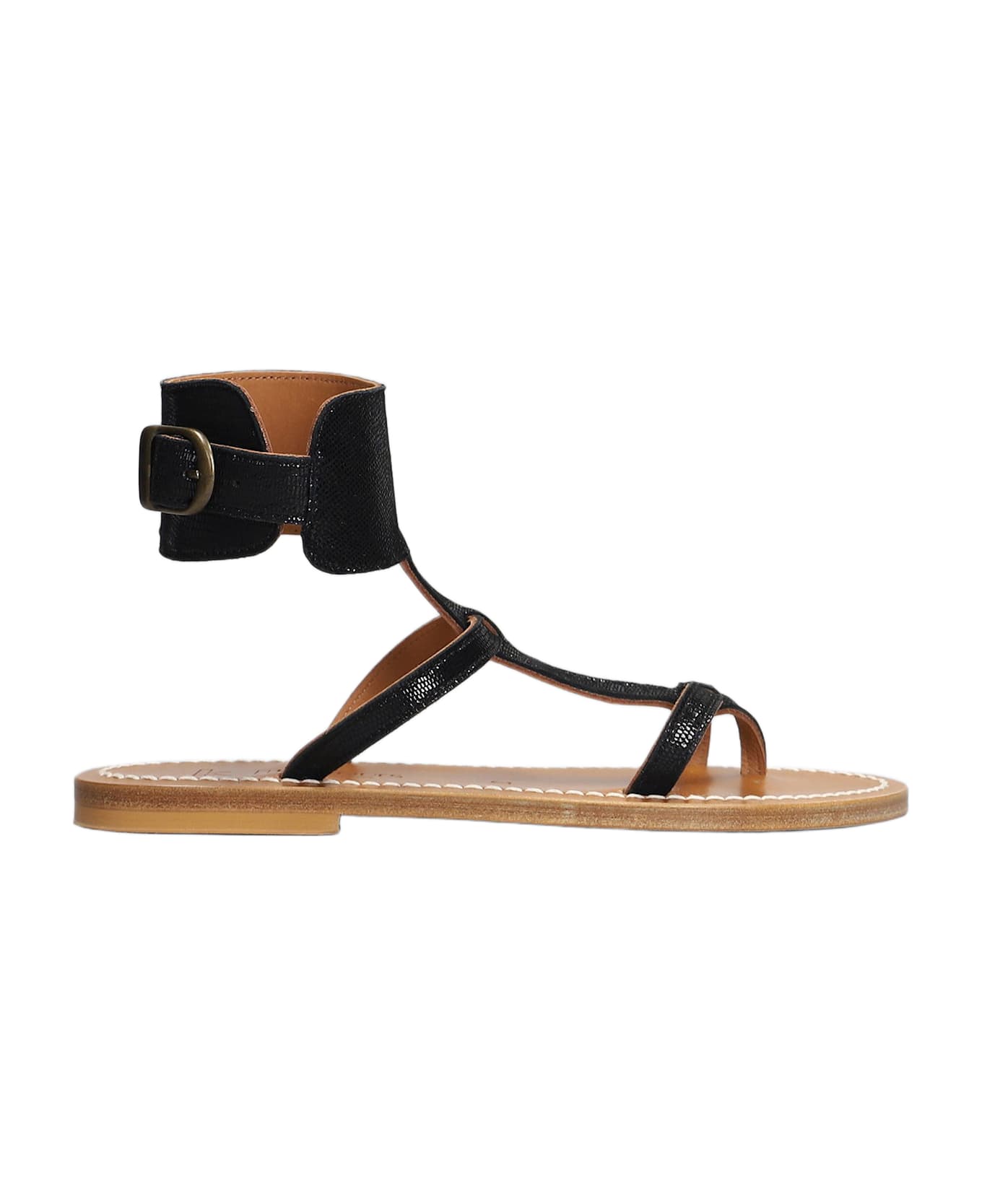 K.Jacques Caravelle F Flats In Black Leather - black