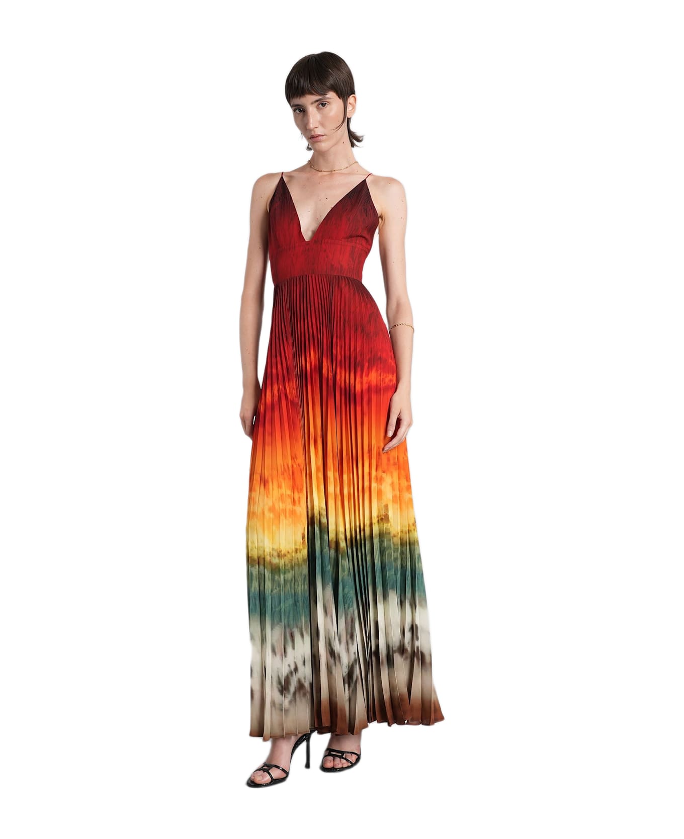 Alice + Olivia Lauren Long Dress In Red Polyester - red