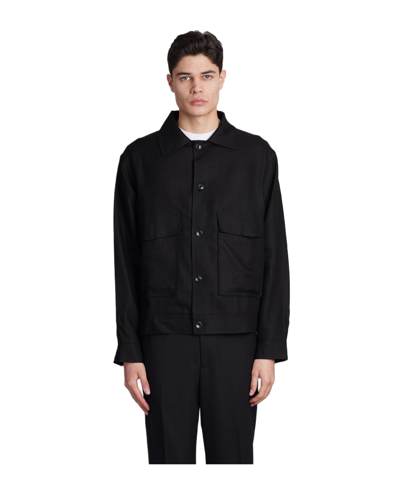 Tagliatore 0205 Amir Casual Jacket In Black Linen - black