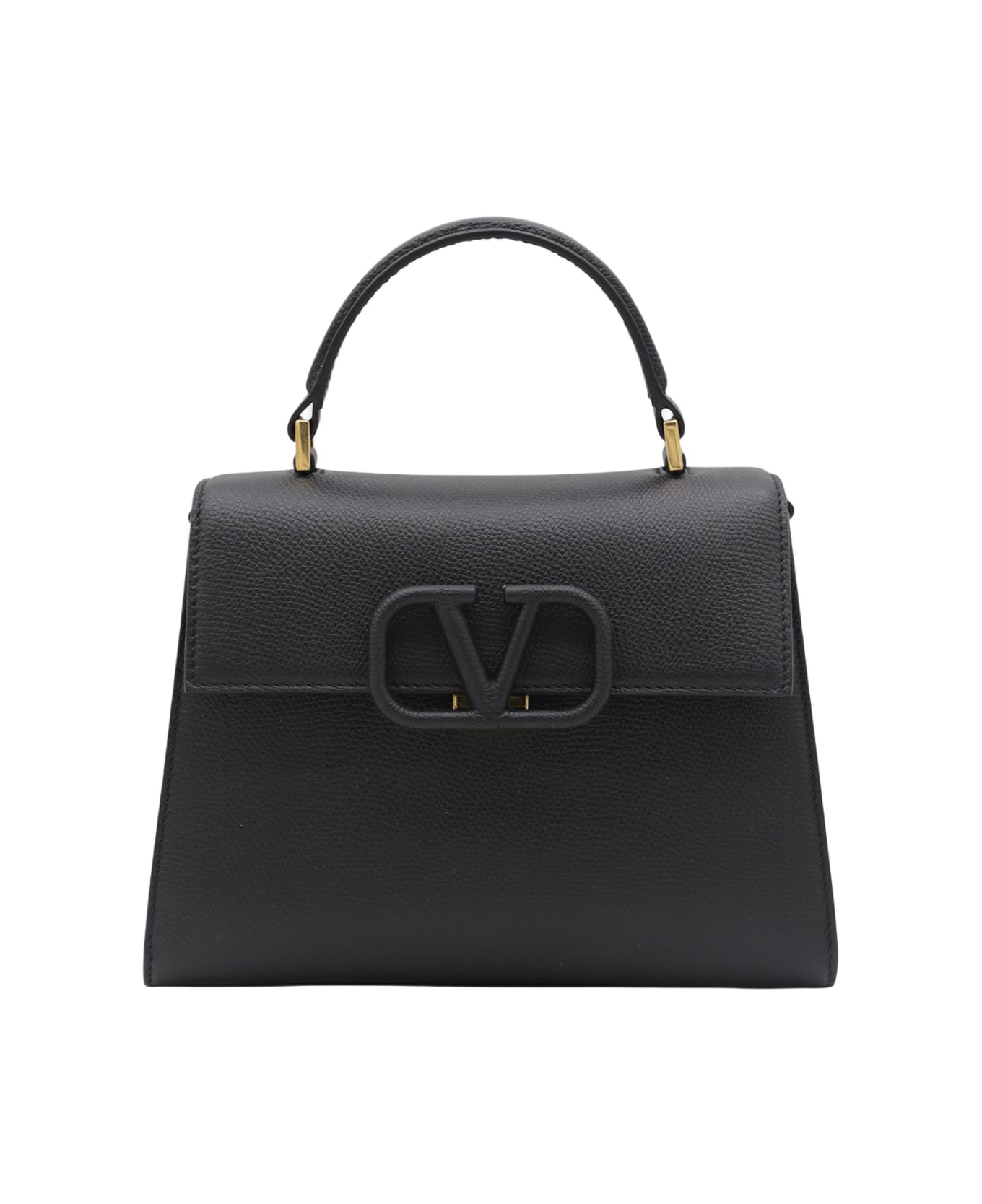 Valentino Garavani Black Leather Vsling Top Handle Bag - Black