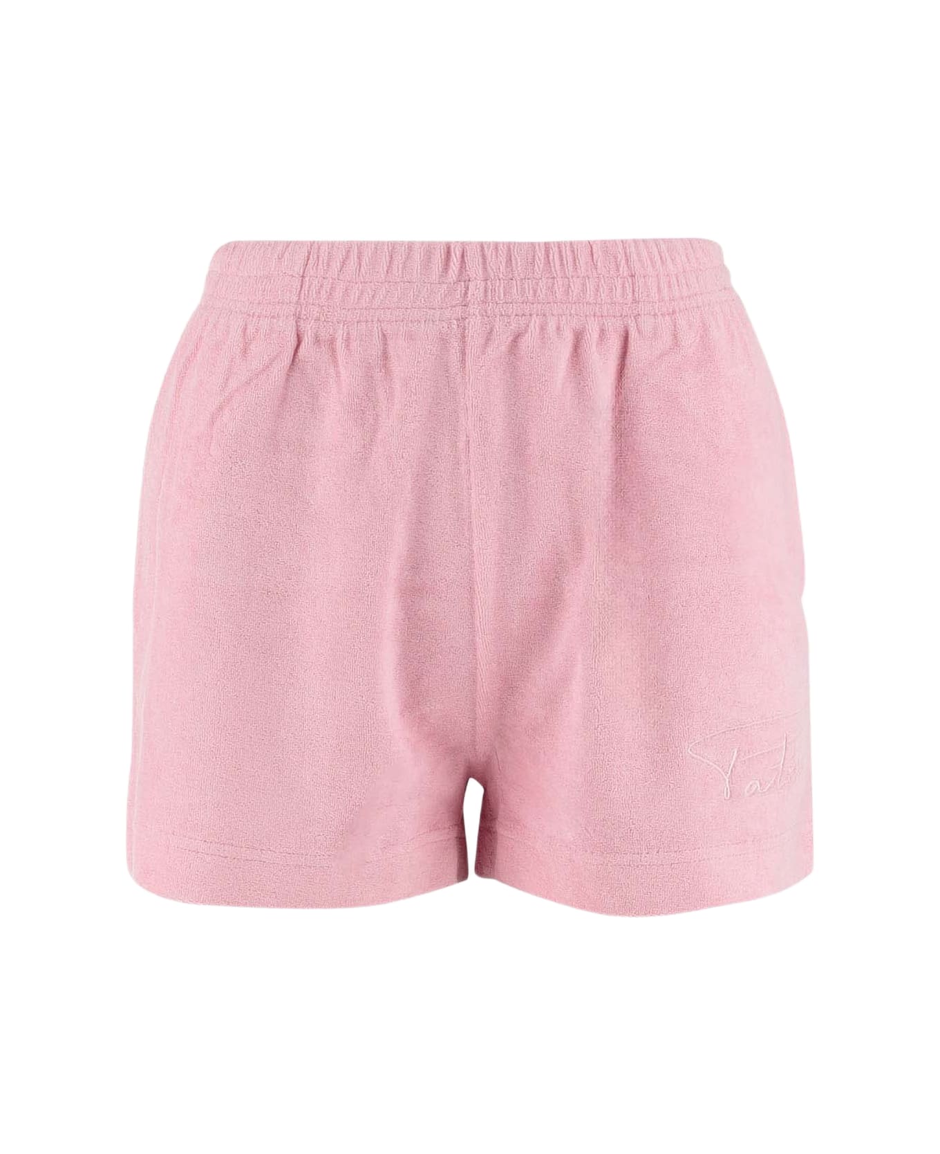 Patou Cotton Terry Short Pants With Logo - Pink