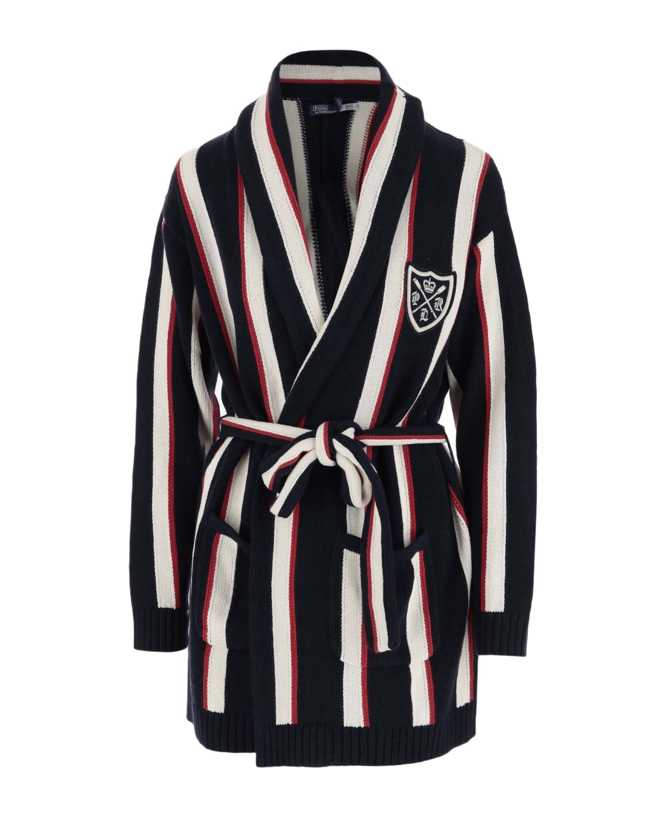 Ralph Lauren Striped Linen And Cotton Blend Cardigan - Red ニットウェア
