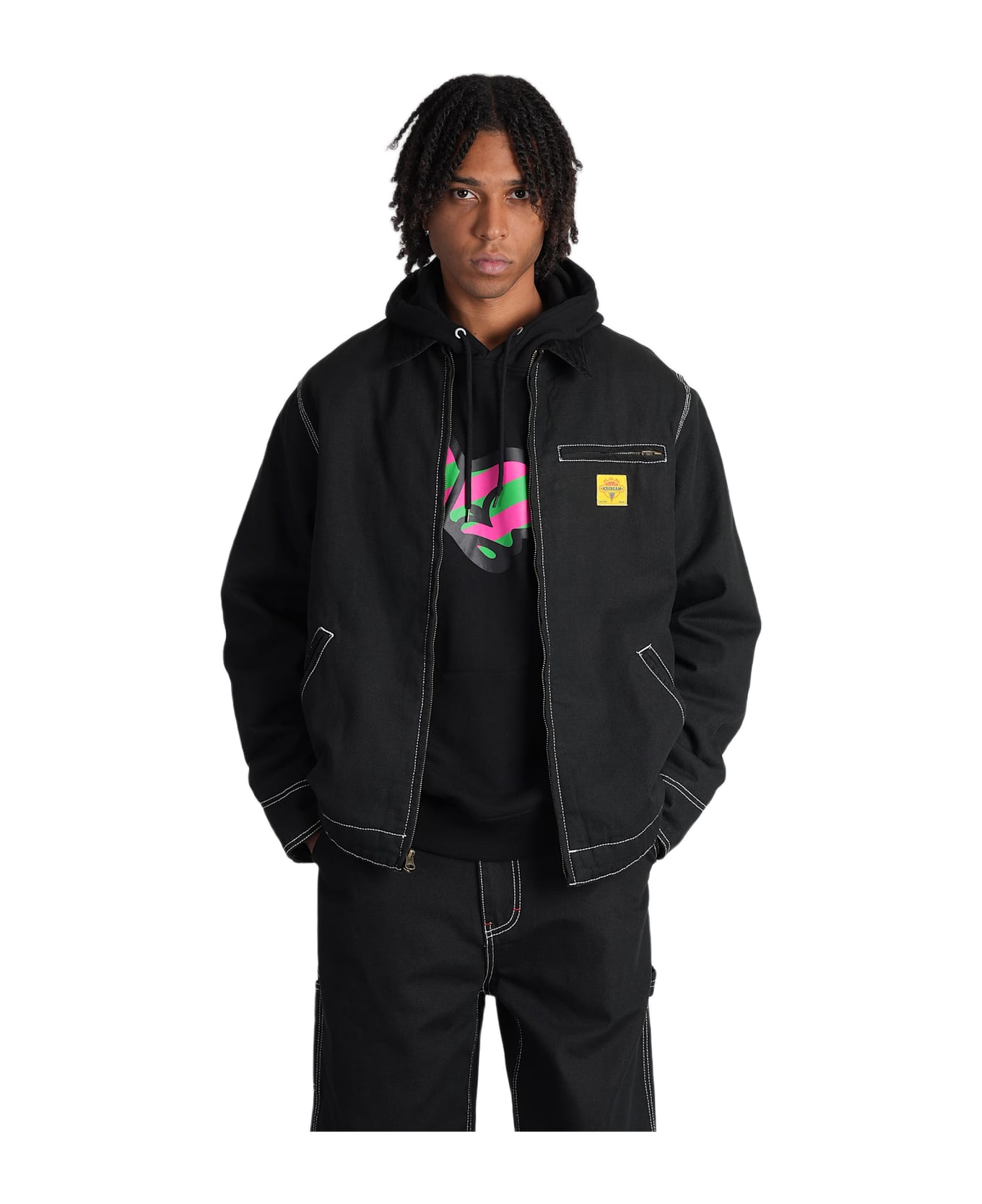 Icecream Casual Jacket In Black Cotton - black