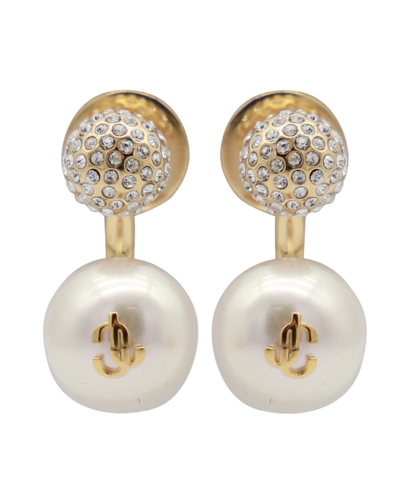 Jimmy Choo Gold Metal Earrings - GOLD/WHITE/CRYSTAL