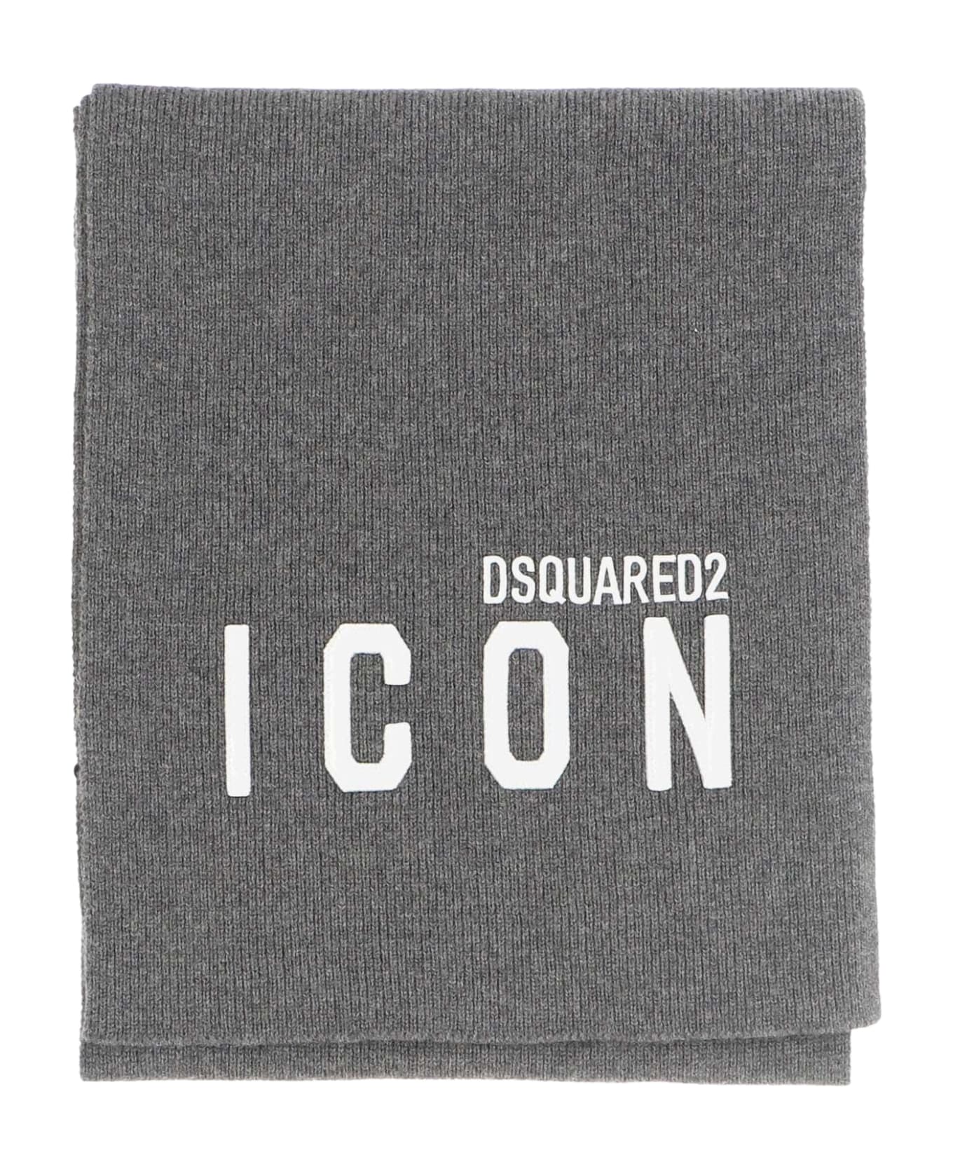 Dsquared2 Logo Embroidered Knitted Scarf - Grey
