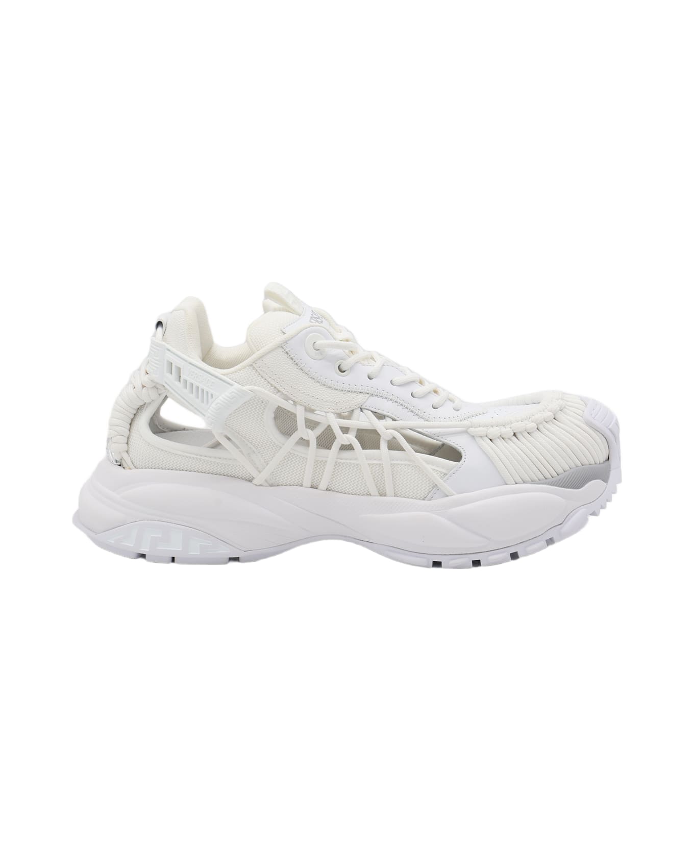 Versace White Leather And Fabric Mercury M_vs_01 Sneakers - OPTICALWHITE