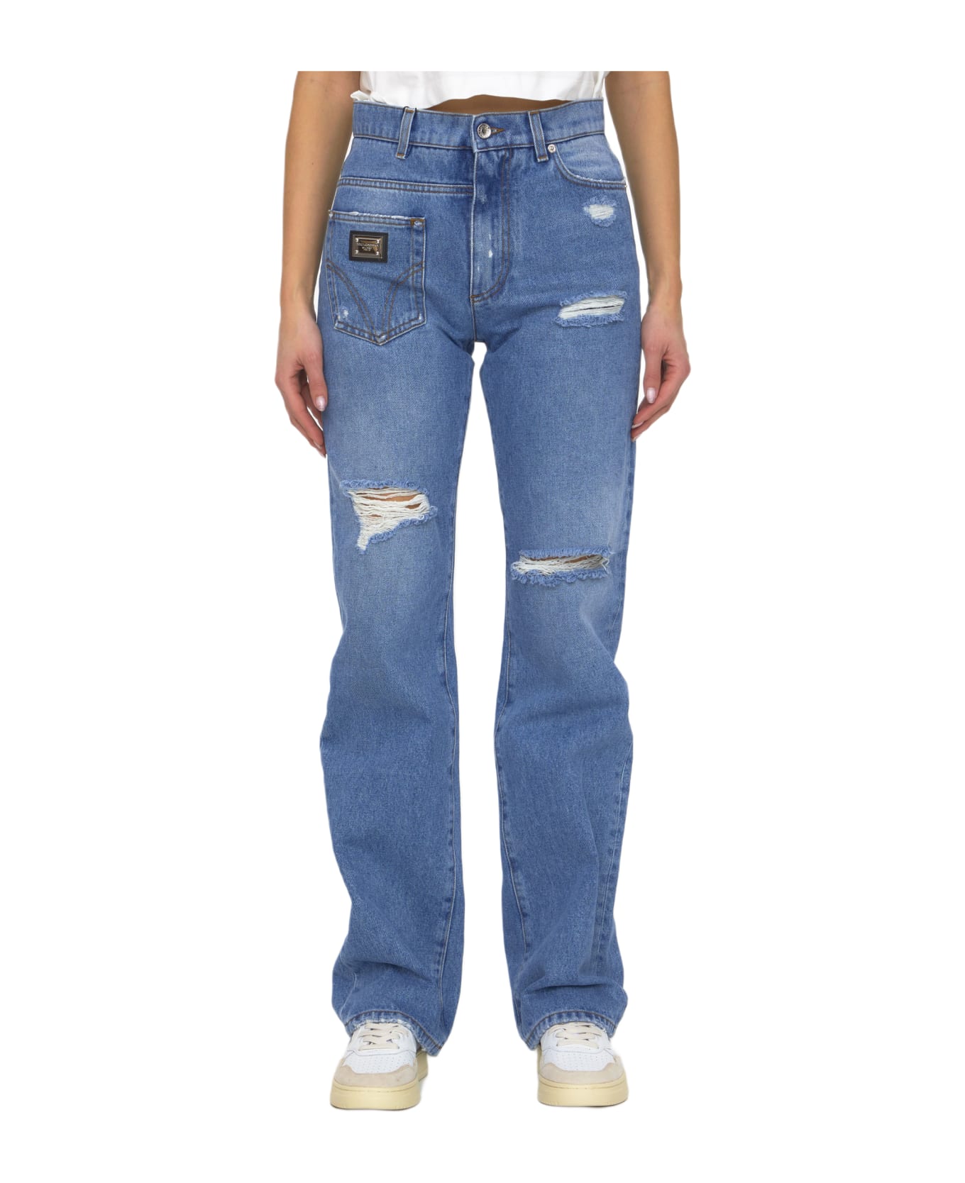 Dolce & Gabbana Patchwork Denim Jeans - LIGHT BLUE
