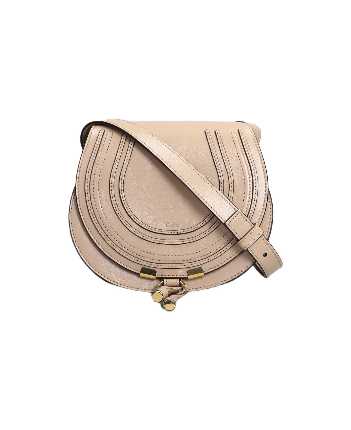 Chloé Marcie Shoulder Bag In Beige Leather - beige
