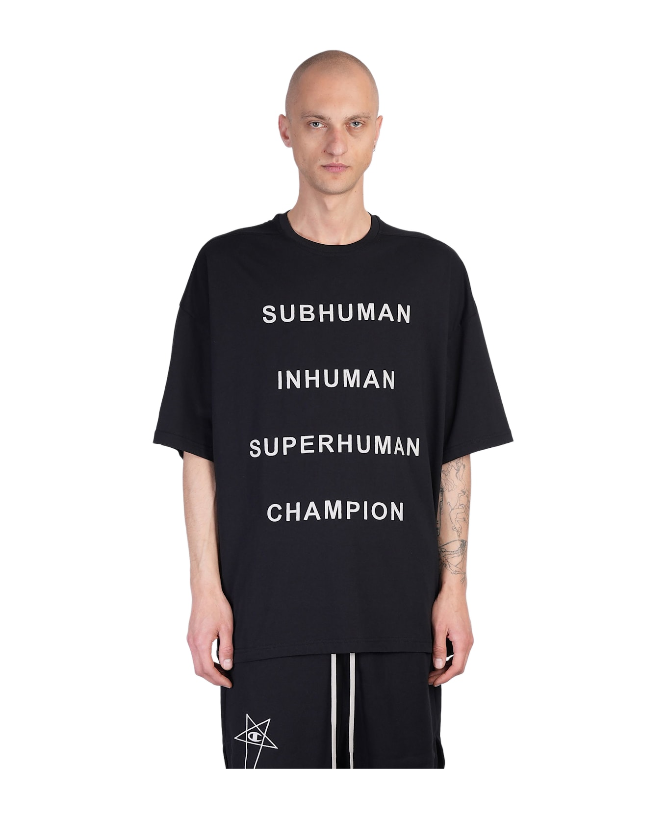Rick Owens x Champion Tommy T T-shirt In Black Cotton - black