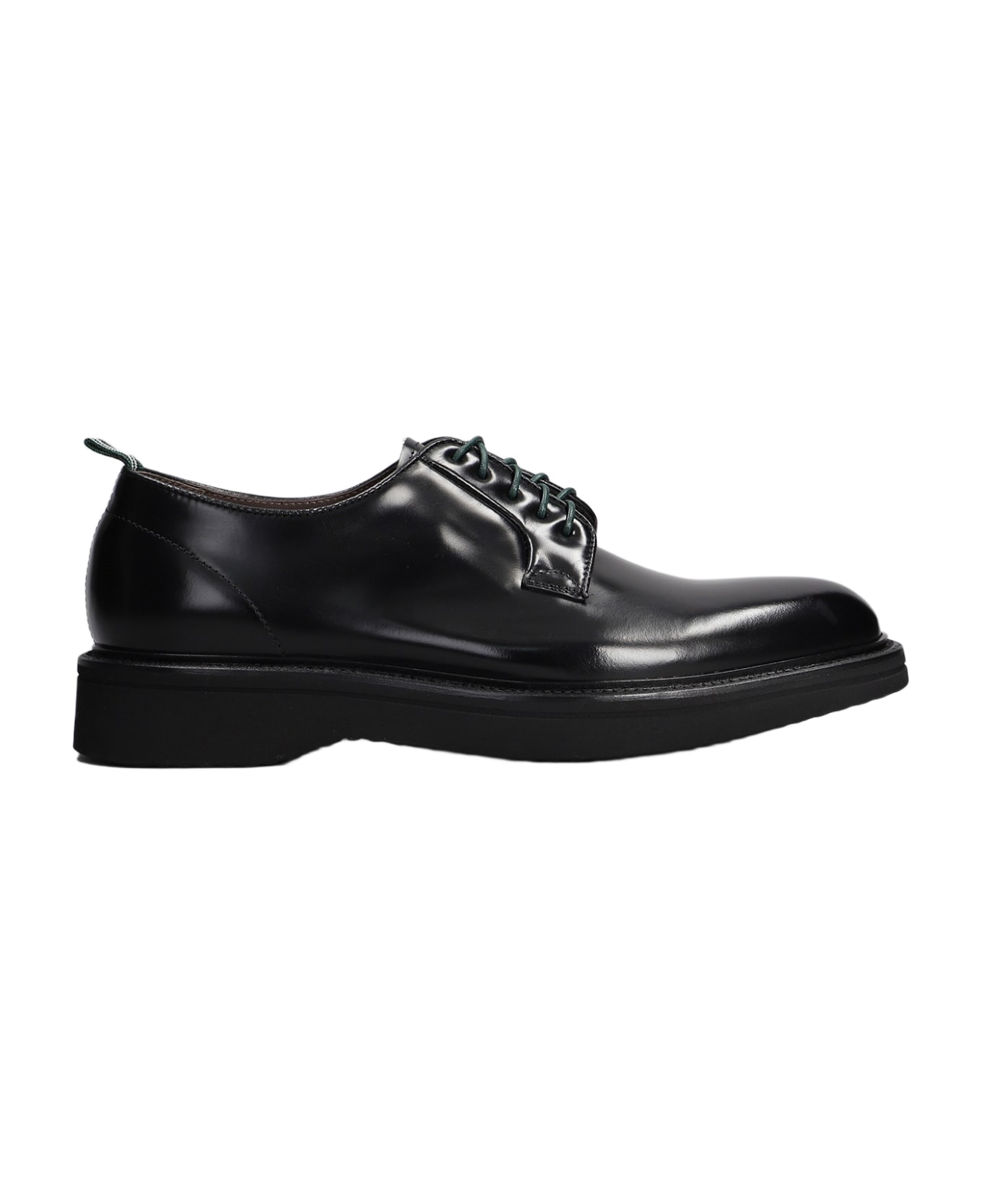 Green George Lace Up Shoes In Black Leather - black