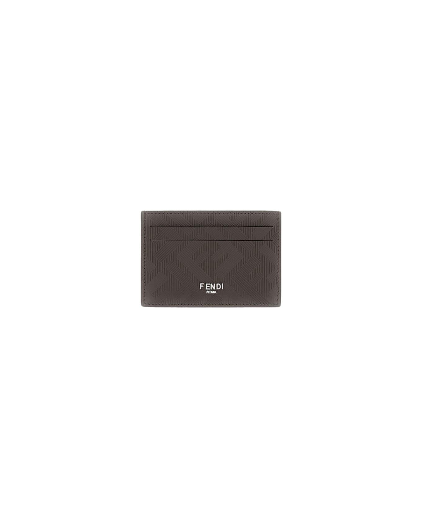 Fendi Slim Cardholder In Fendi Shadow Leather - Brown