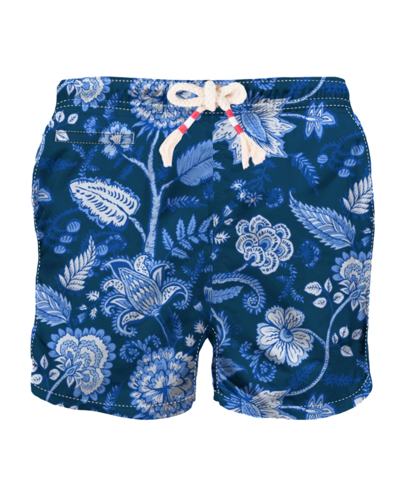 MC2 Saint Barth Man Swim Shorts With Blue Flower Print - BLUE