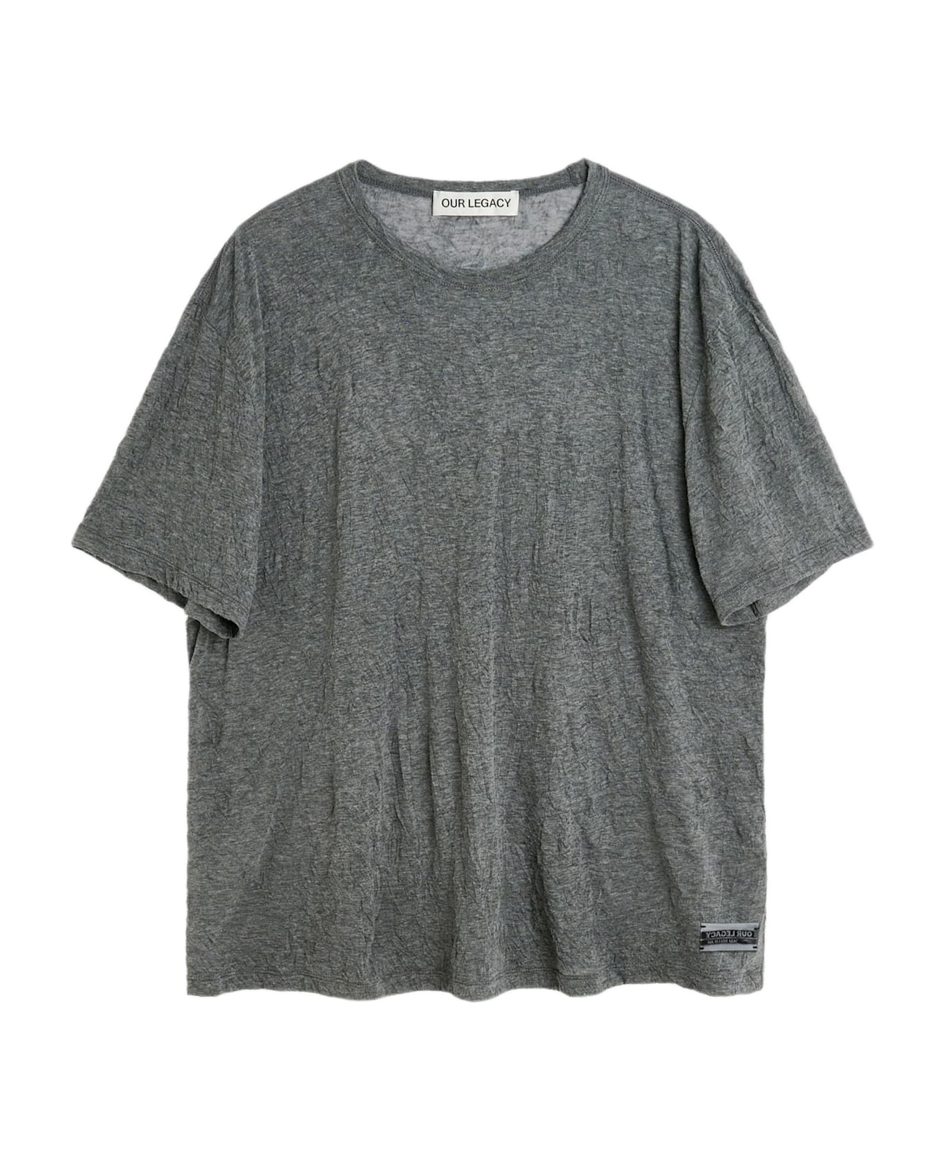 Our Legacy New Box T-shirt Melange Grey Crinkled Jersey T-shirt - New Box T-shirt - GREY