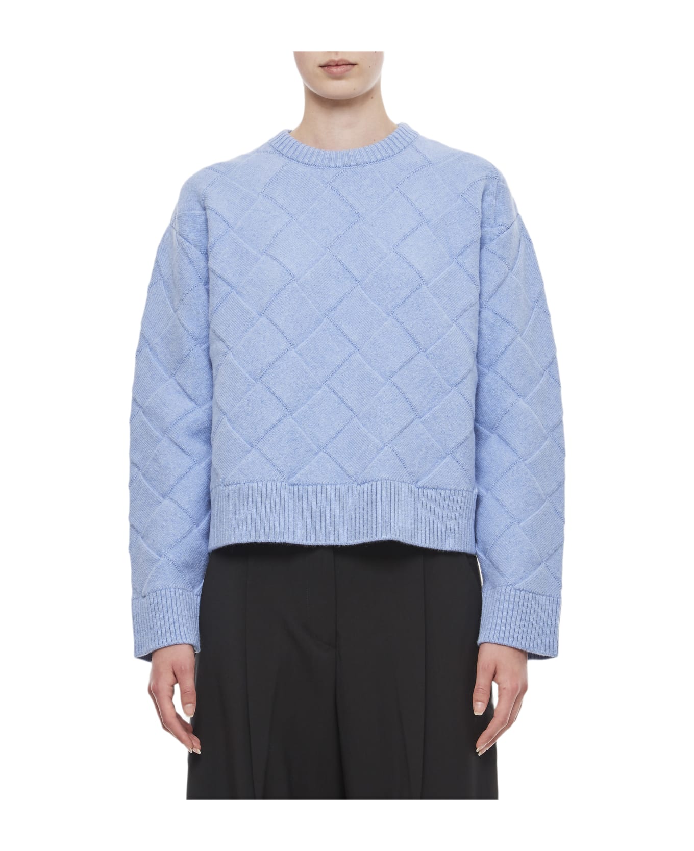 Bottega Veneta Wool Intreccio Knitted Sweater - Clear Blue
