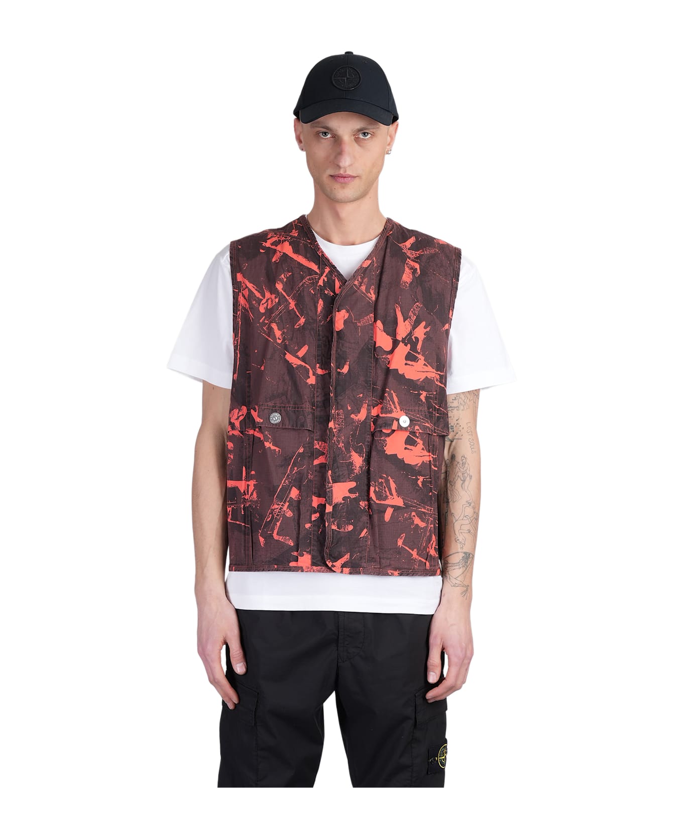 Stone Island Vest In Black Cotton - black