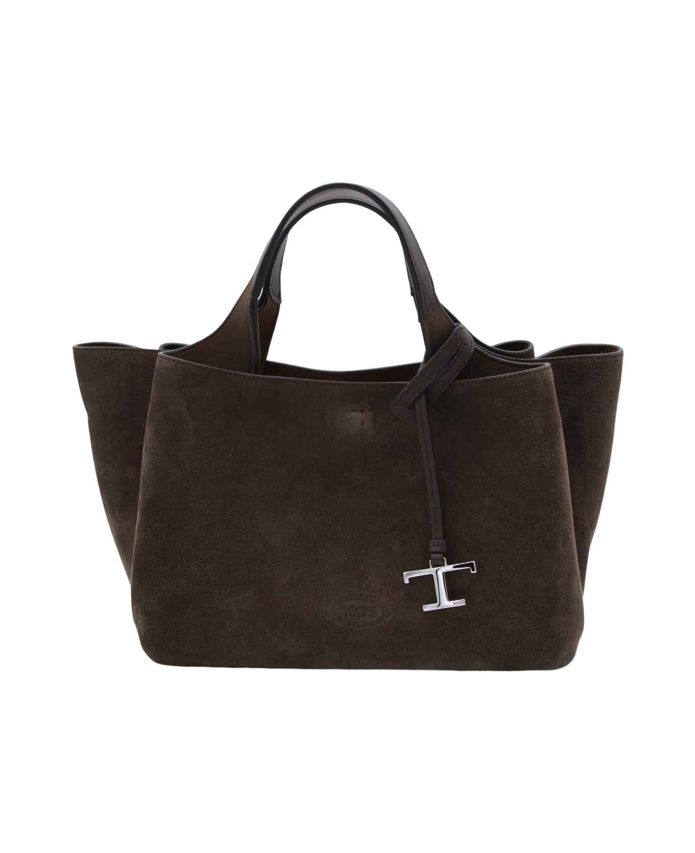 Tod's Brown Suede Leather Top Hansle Bag - Brown