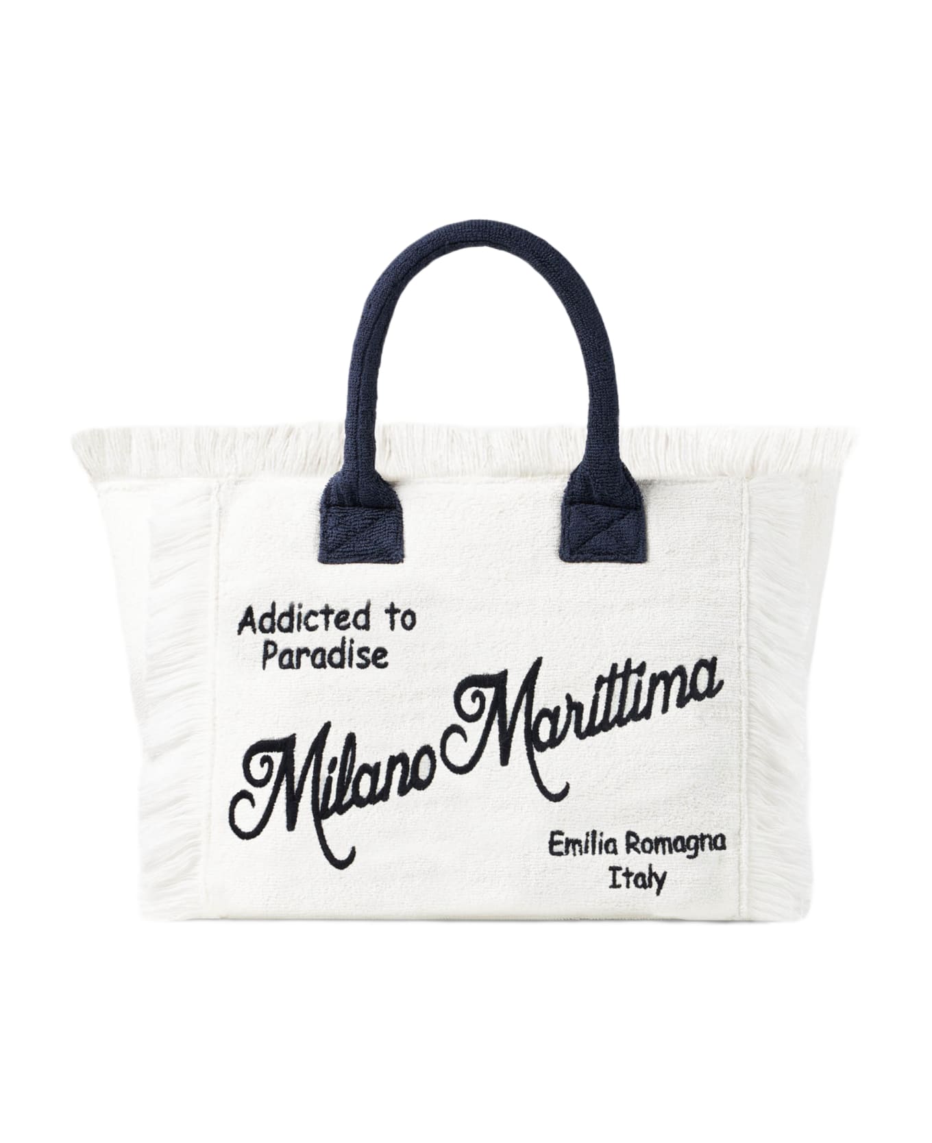 MC2 Saint Barth Vanity Terry Shoulder Bag With Milano Marittima Embroidery - WHITE