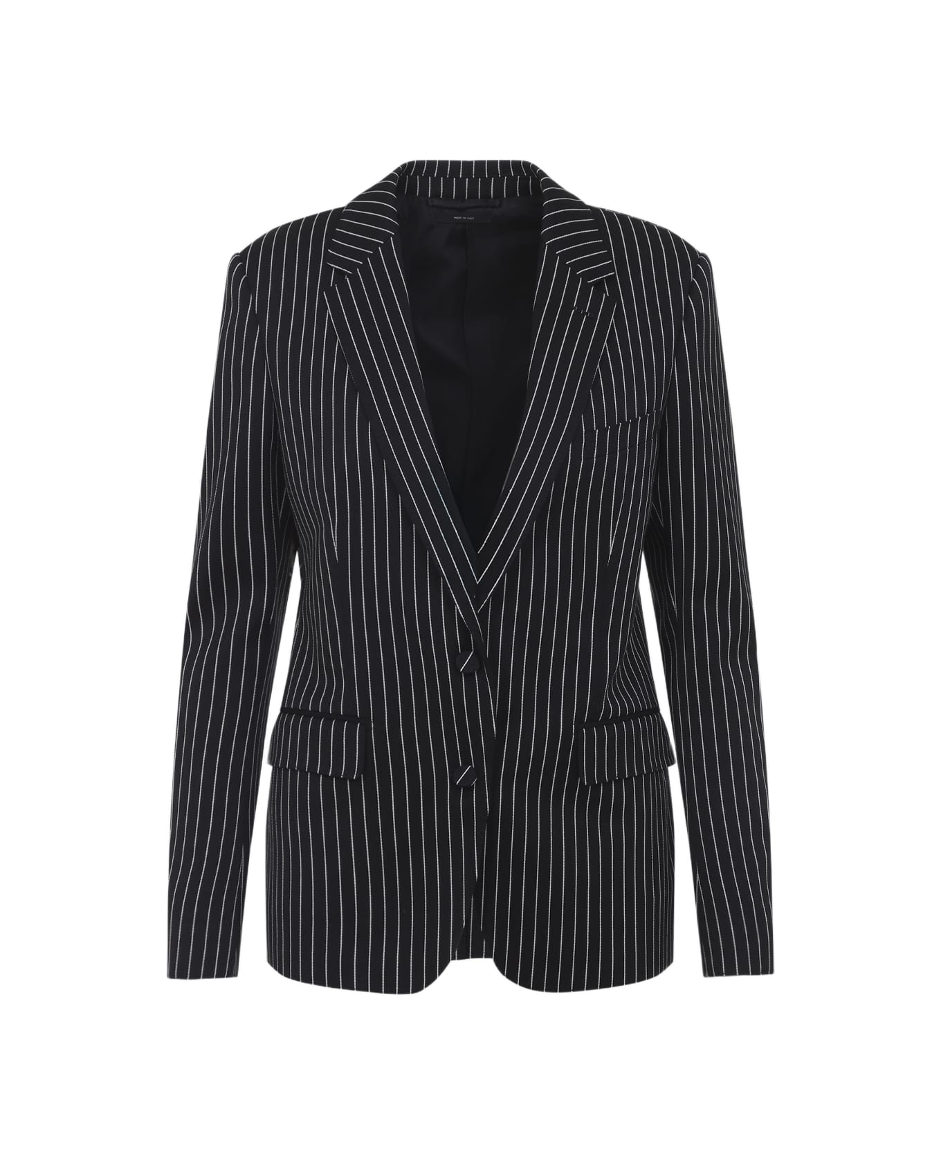 Tom Ford Striped Wool Barathea Jacket - Nwf Black Ecru