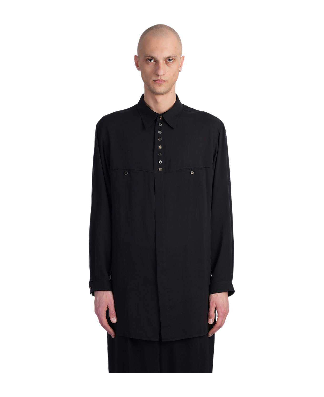 Yohji Yamamoto Shirt In Black Cellulose - black