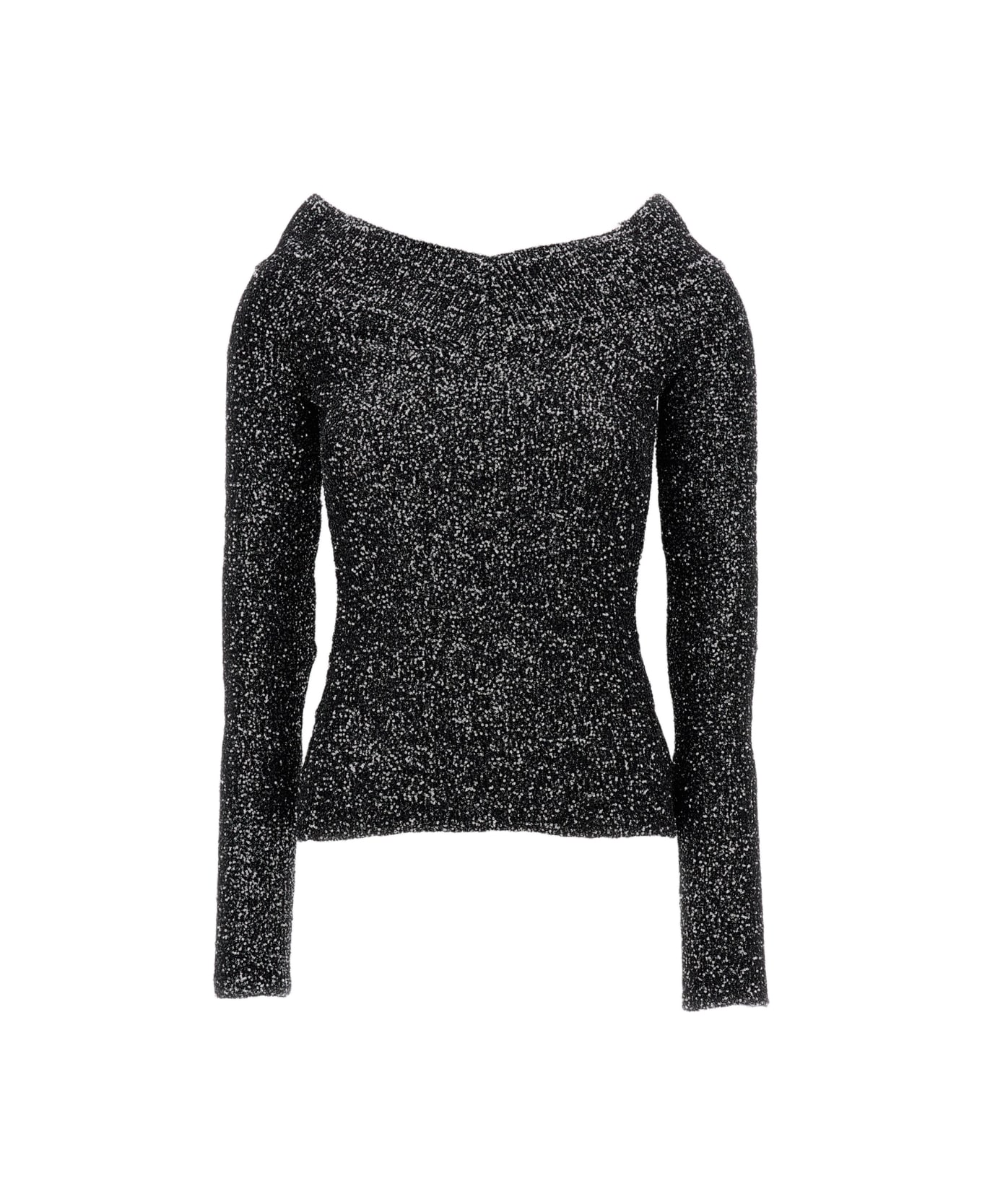Stella McCartney Long-sleeve Sparklinh Top With Sequins - Black