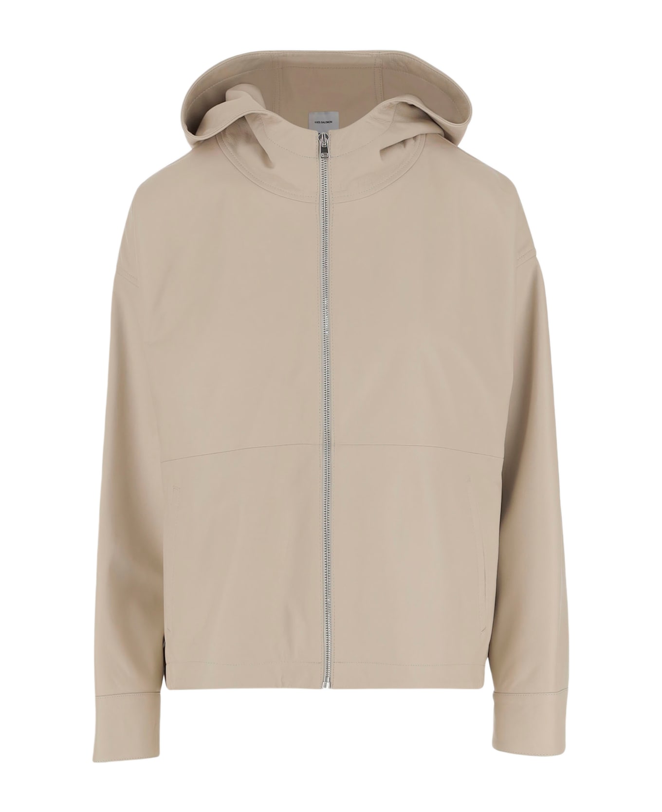 Yves Salomon Leather Jacket With Hood - Beige