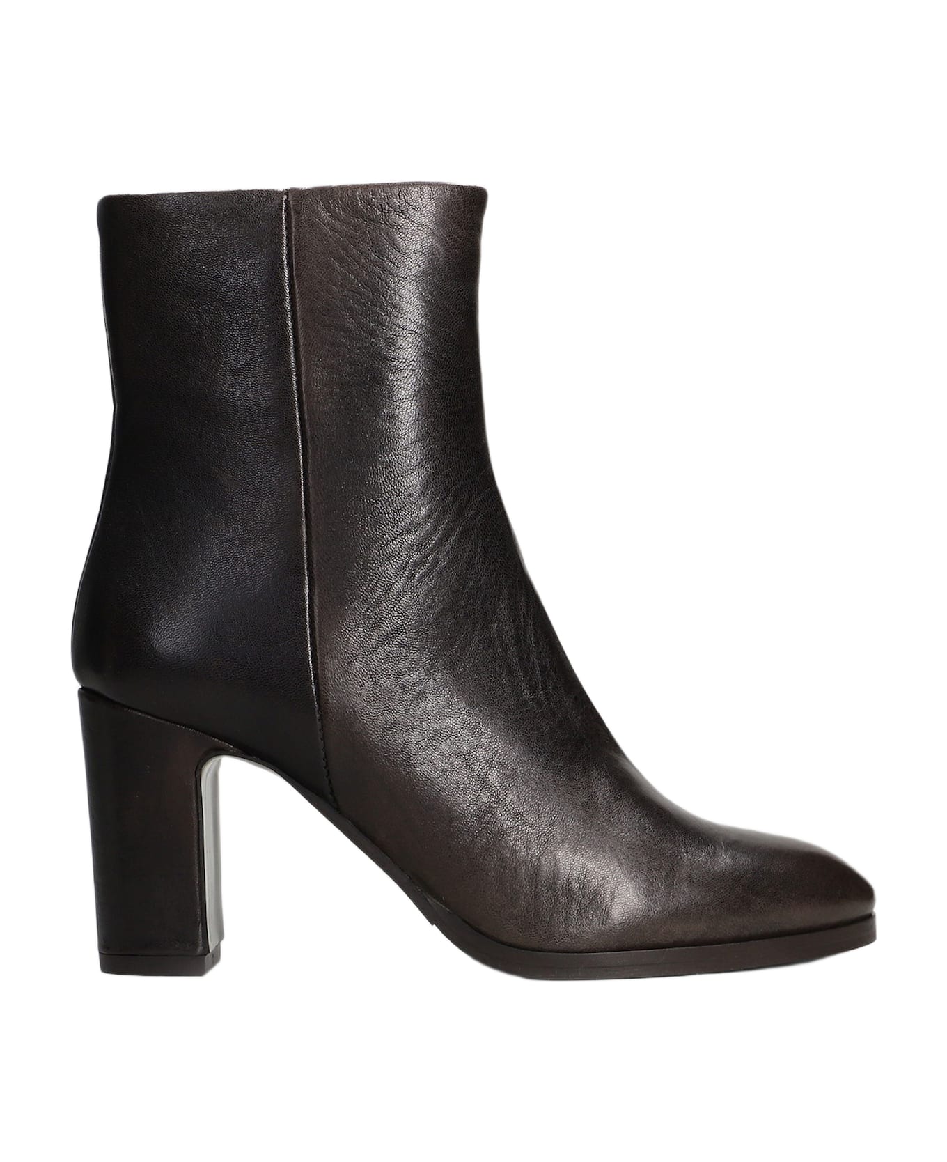 Julie Dee High Heels Ankle Boots In Dark Brown Leather - dark brown
