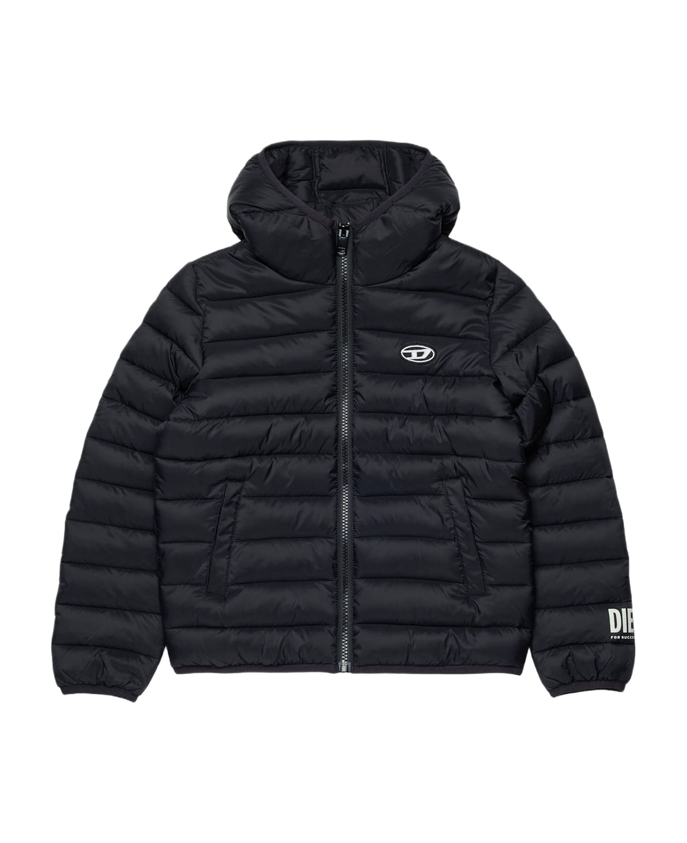 Diesel Padded Jacket With Logo - Black