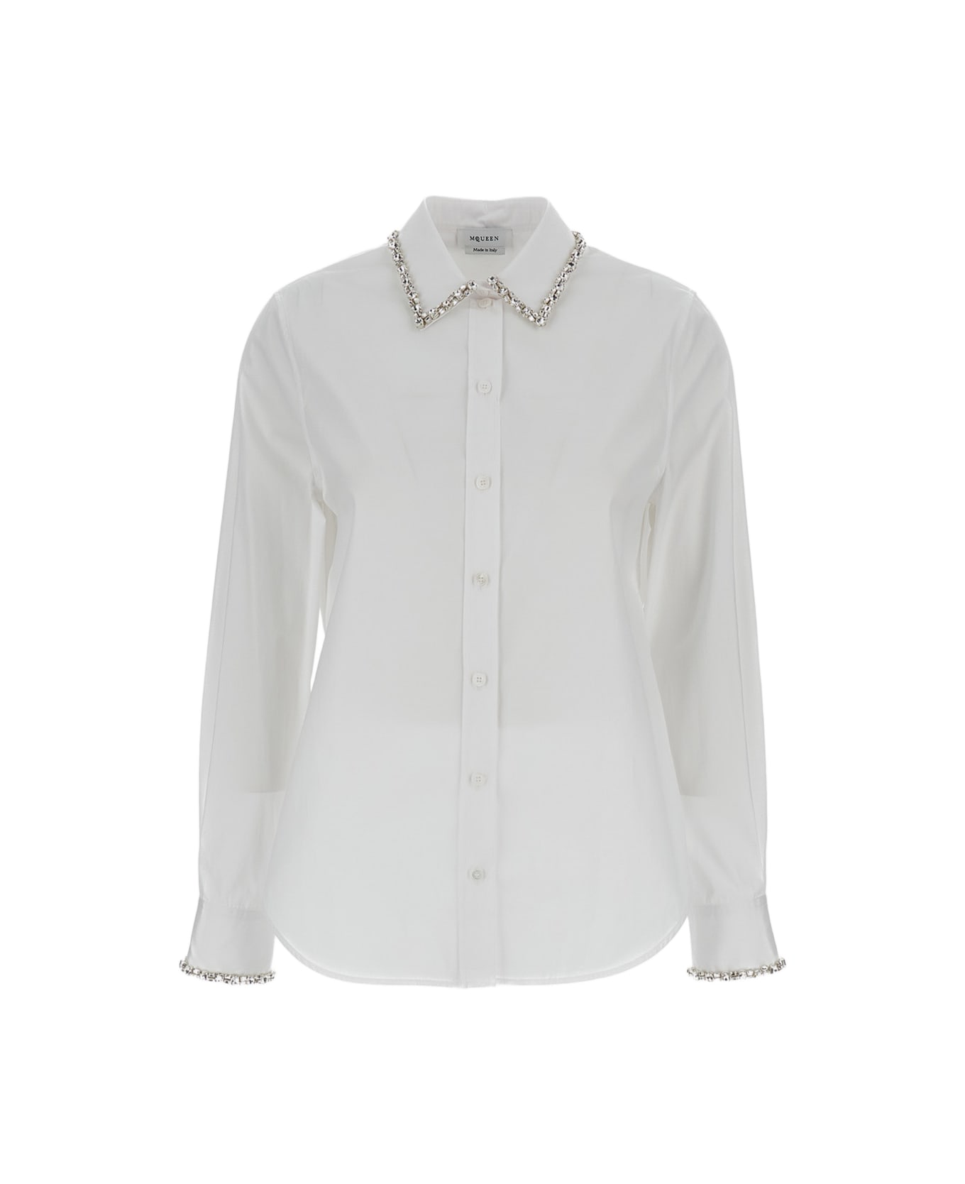 Alexander McQueen White Shirt With Embroidered Crystals - White